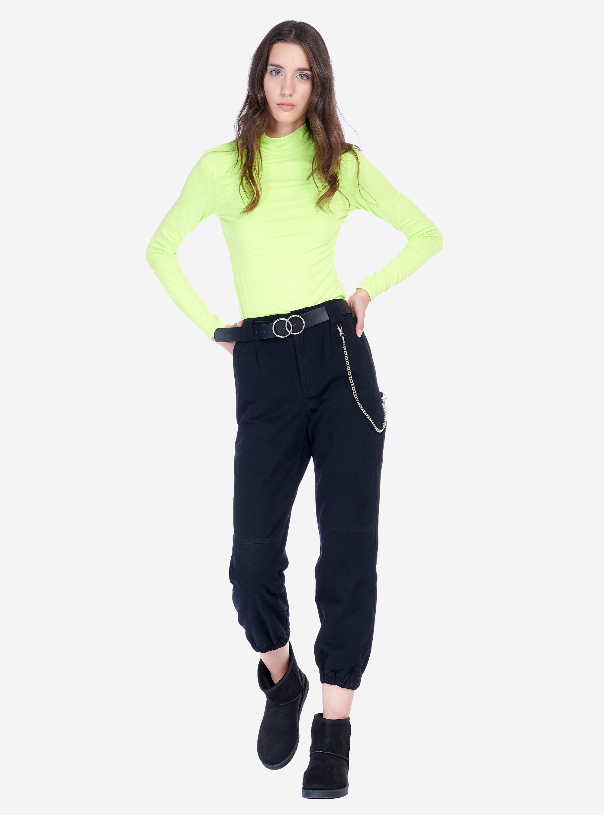 PANTS WITH ELASTIC, BLACK