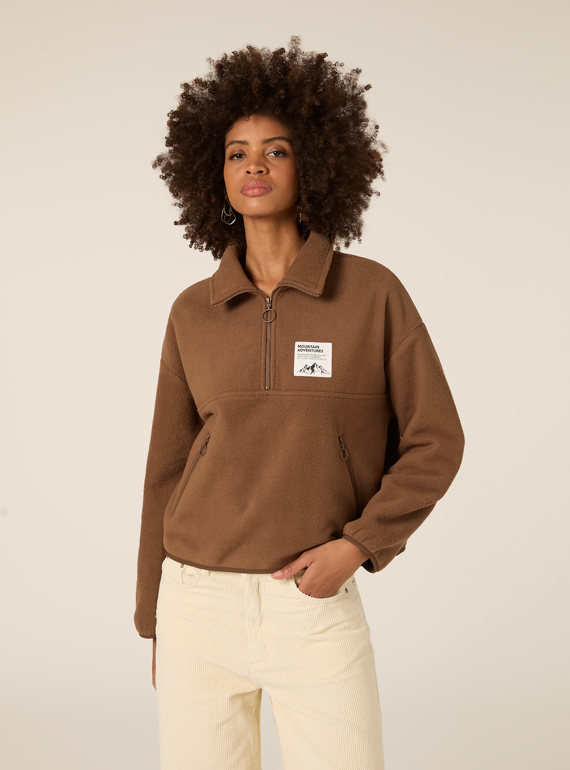 Felpa fleece adventures, BR2 BROWN MEDIUM