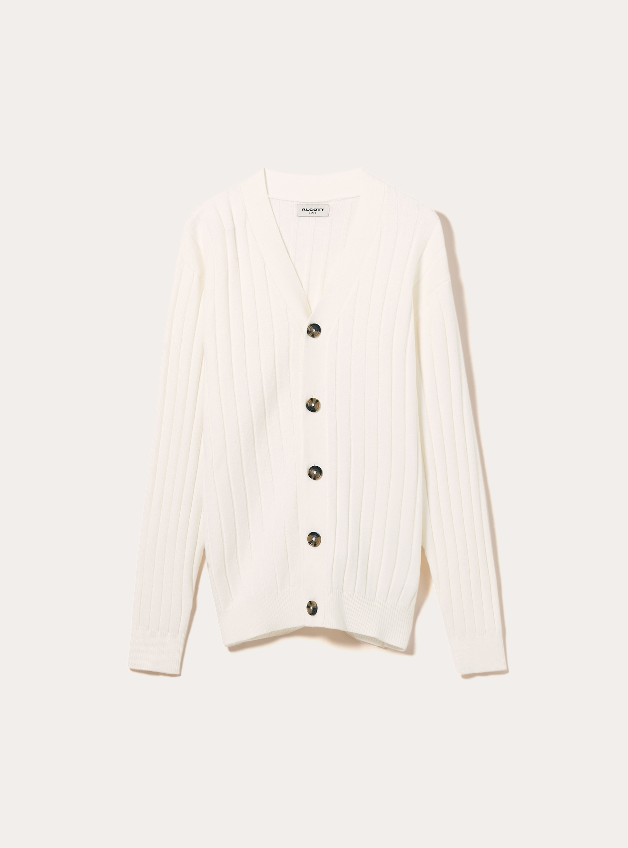 Cardigan  in rib, WH2 WHITE