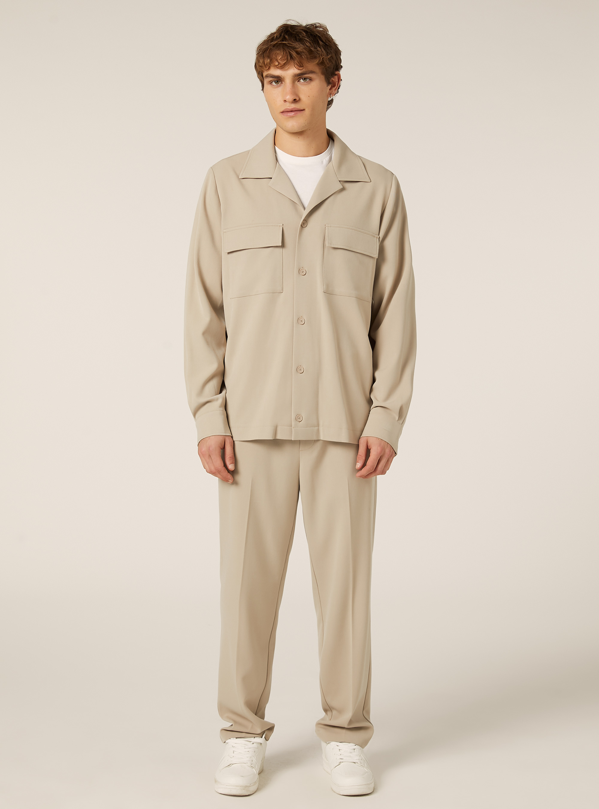 Twillhemd mit großen Taschen, BG1 BEIGE DARK