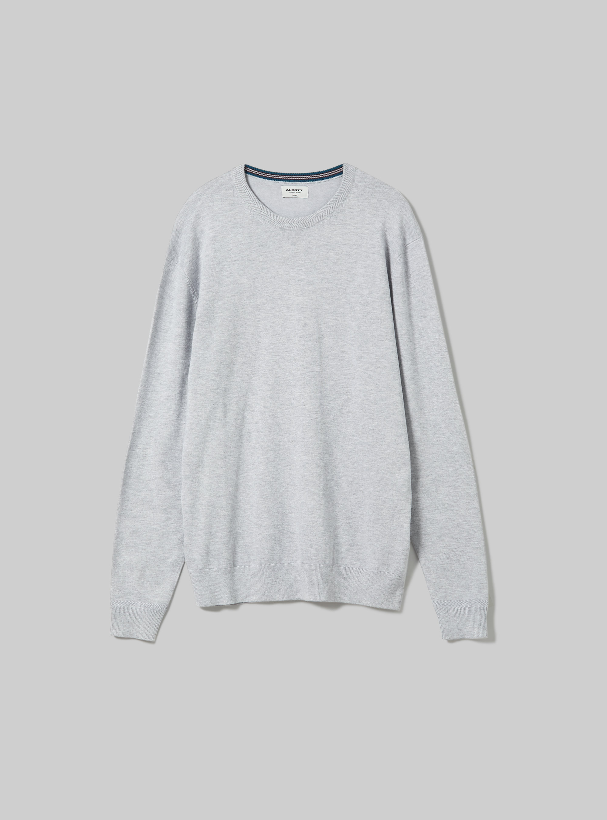 Round-neck pullover made of sustainable viscose Ecovero, MGY3 GREY MEL LIGHT