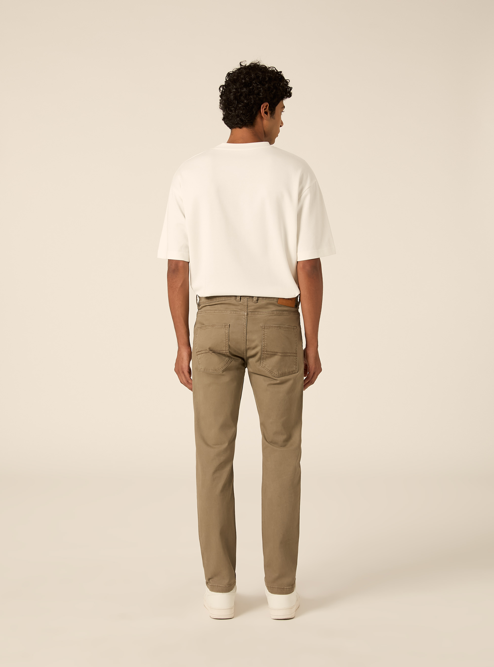Pantaloni 5 tasche in twill, BR3 BROWN LIGHT