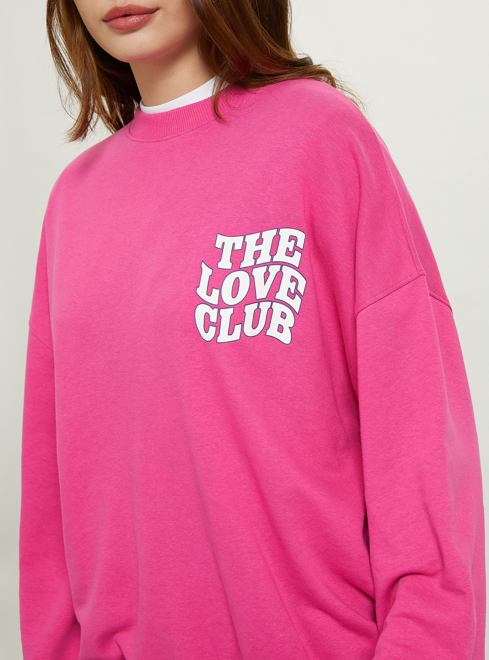 Oversize sweatshirt with print, FX2 FUXIA MEDIUM