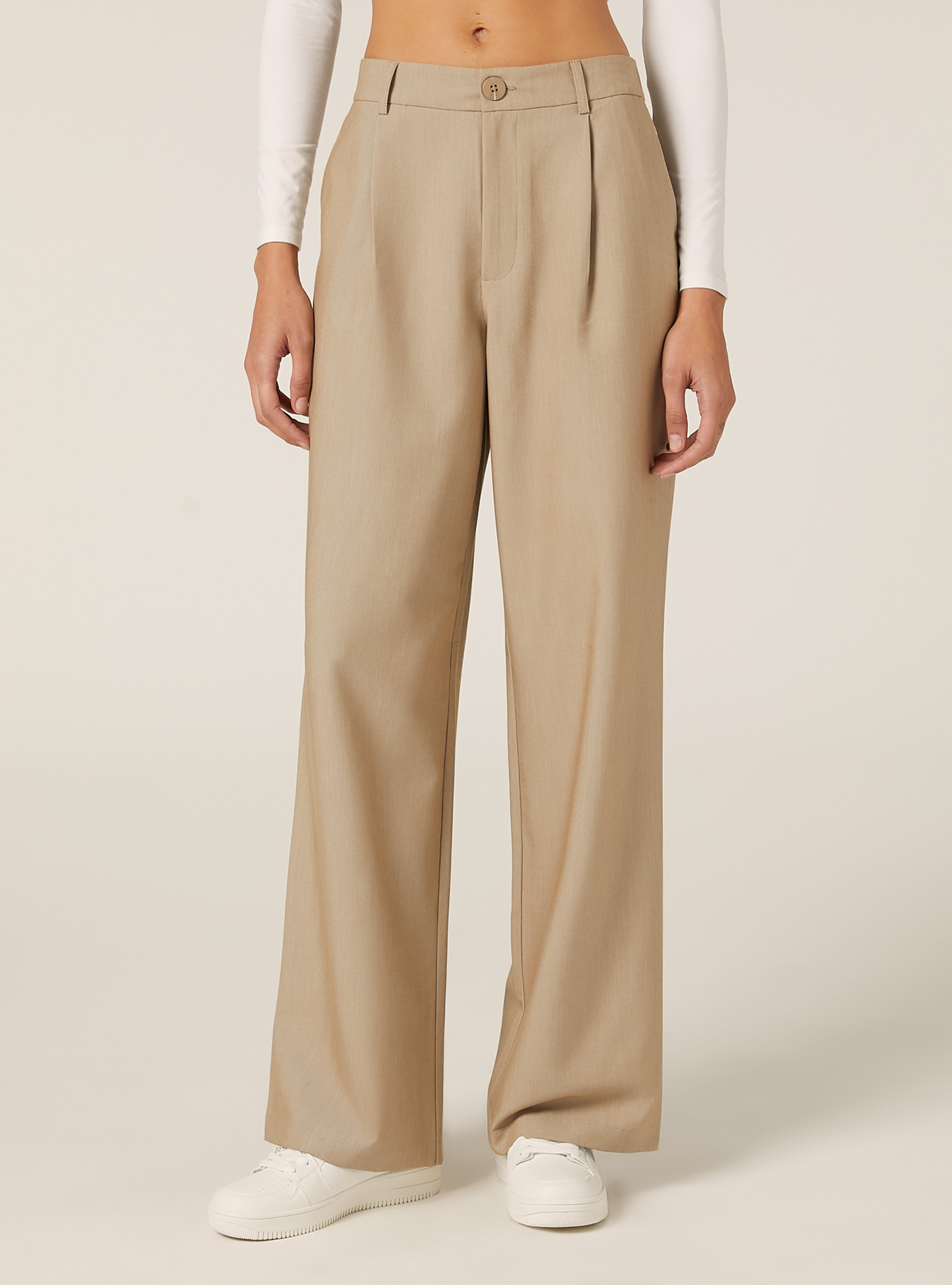 Tailored trousers with pleats, BG3 BEIGE LIGHT
