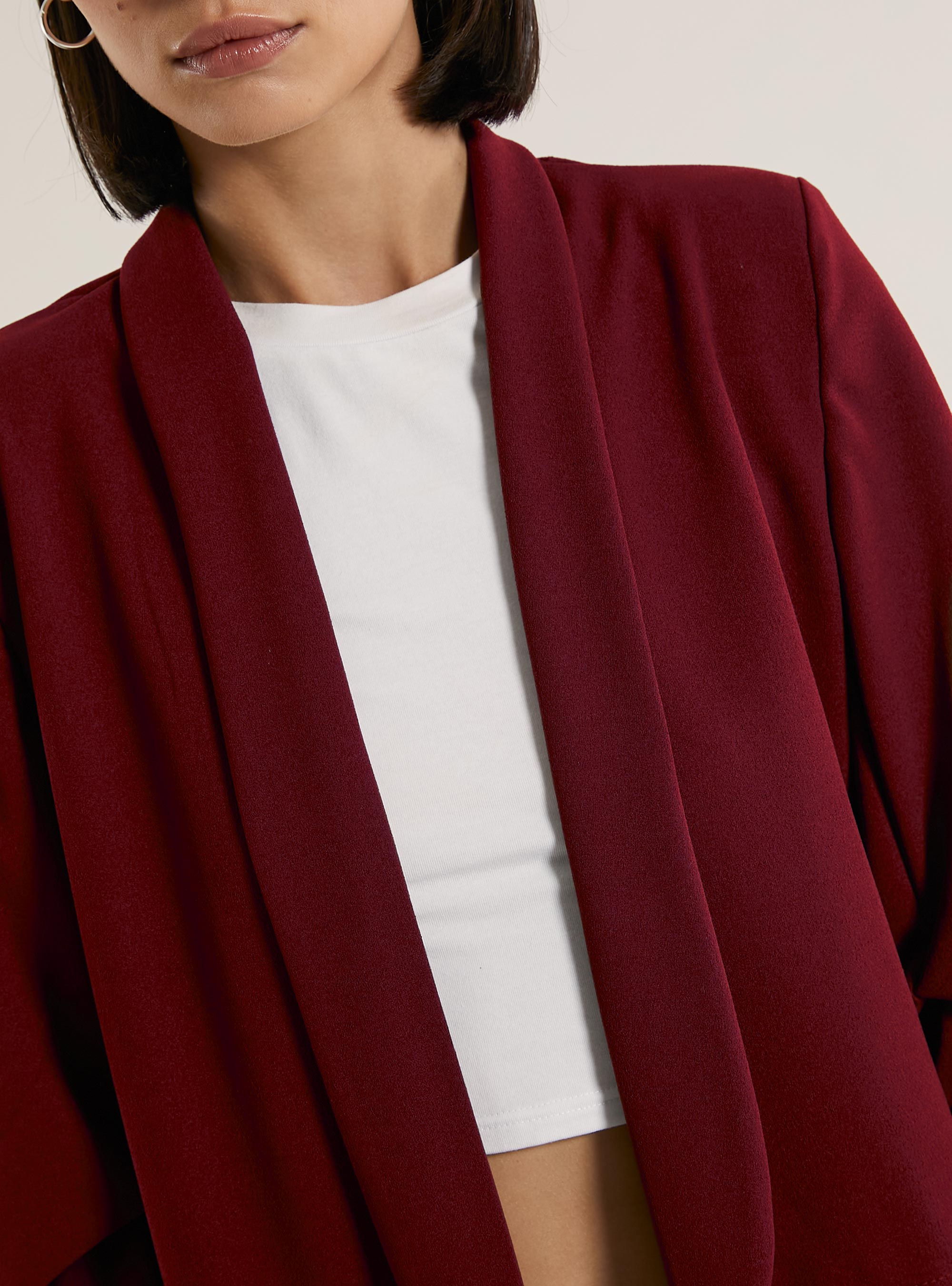 Blazer aperto in scuba, BO1 BORDEAUX DARK