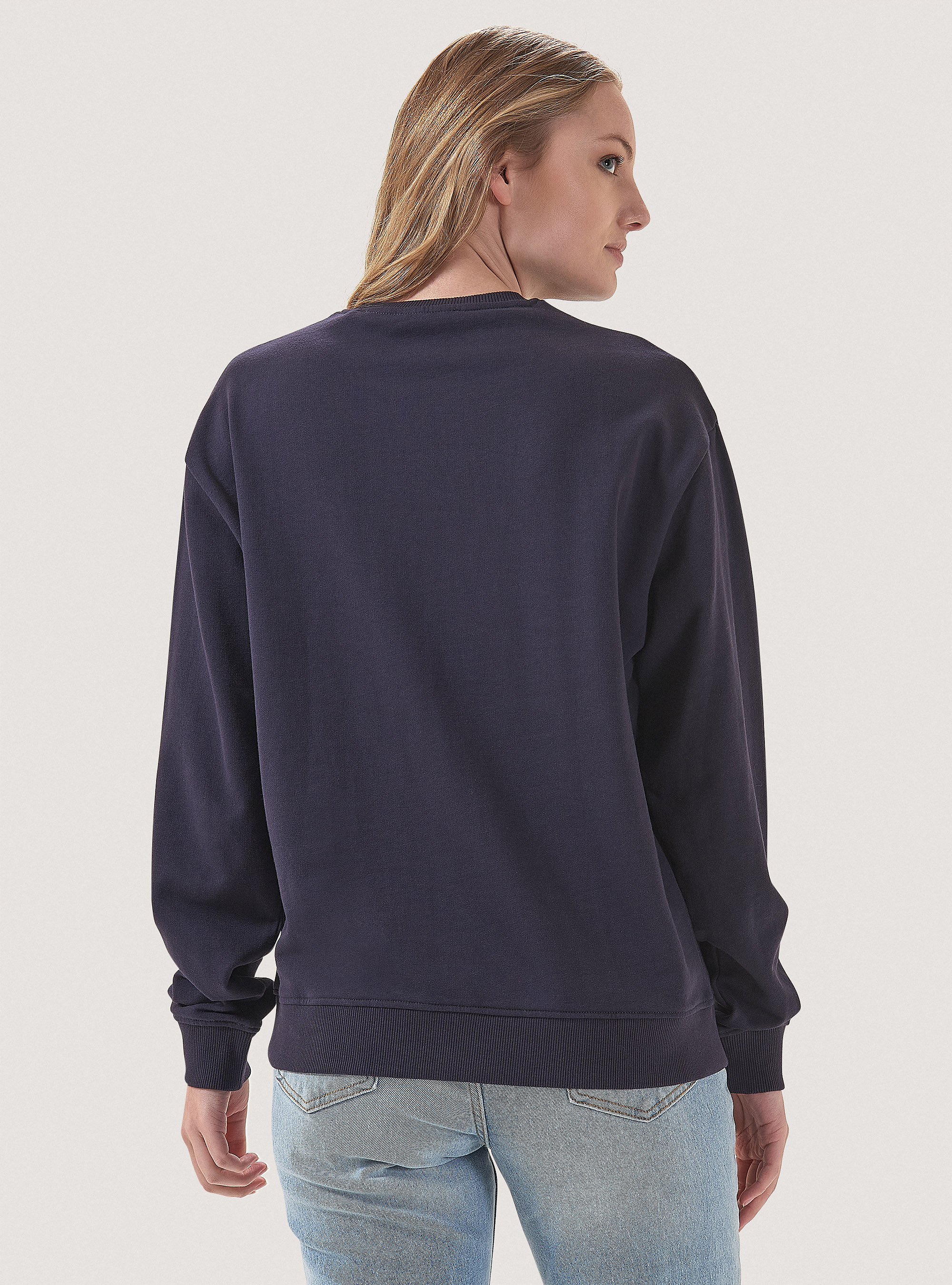 Sudadera de cuello redondo con bordado, AZUL MARINO