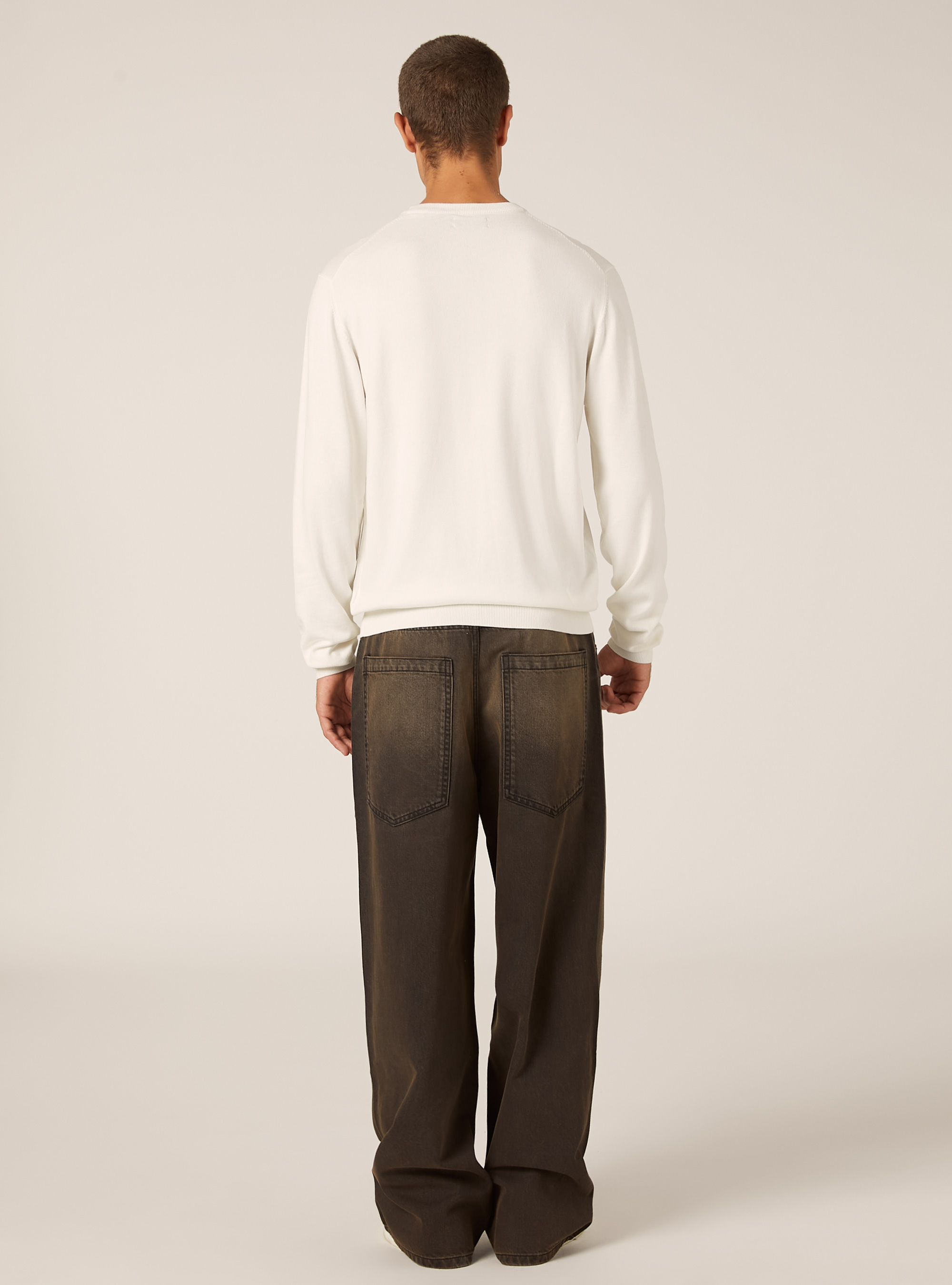 Jersey de cuello redondo de viscosa Ecovero, WH2 WHITE