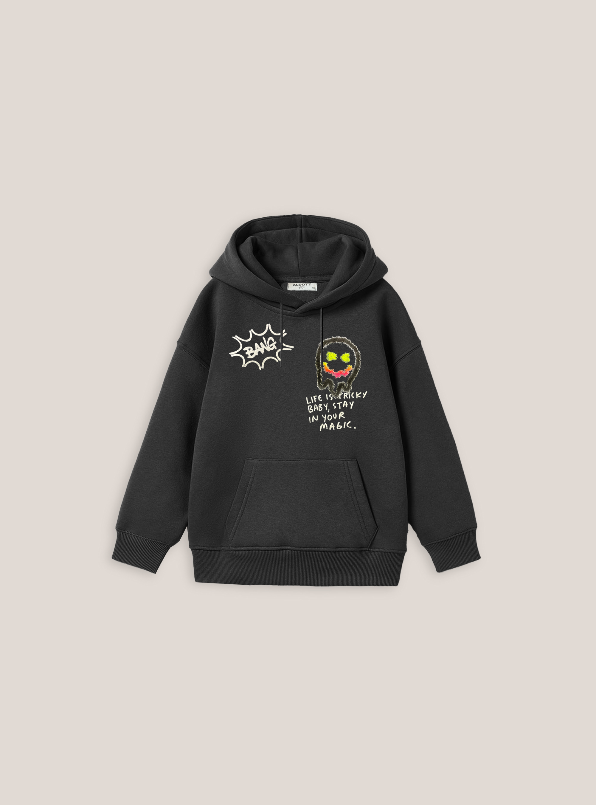 Mini Me sweatshirt with Smile collection print, BK1 BLACK