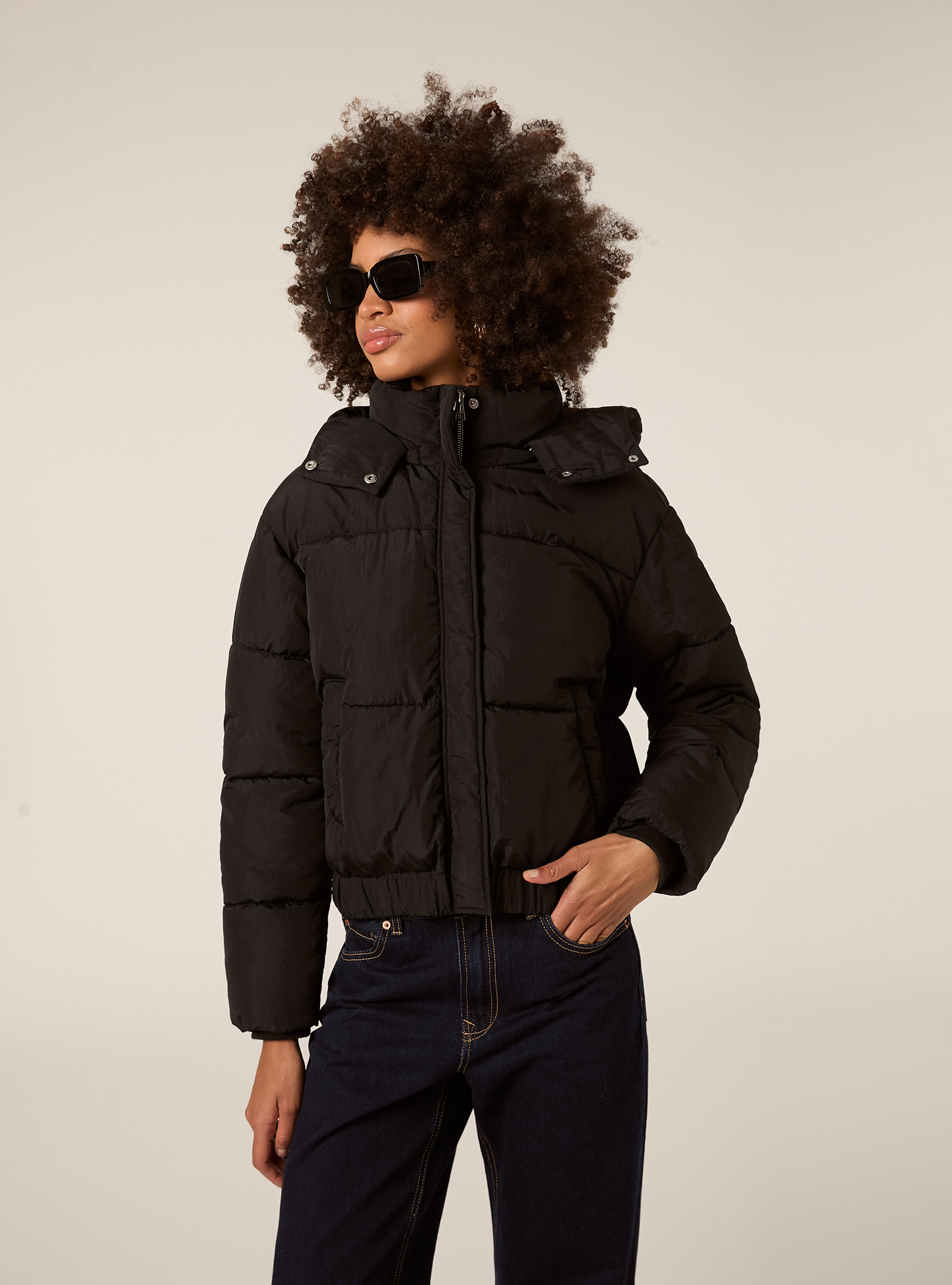 Veste matelassée à capuche, BK1 BLACK