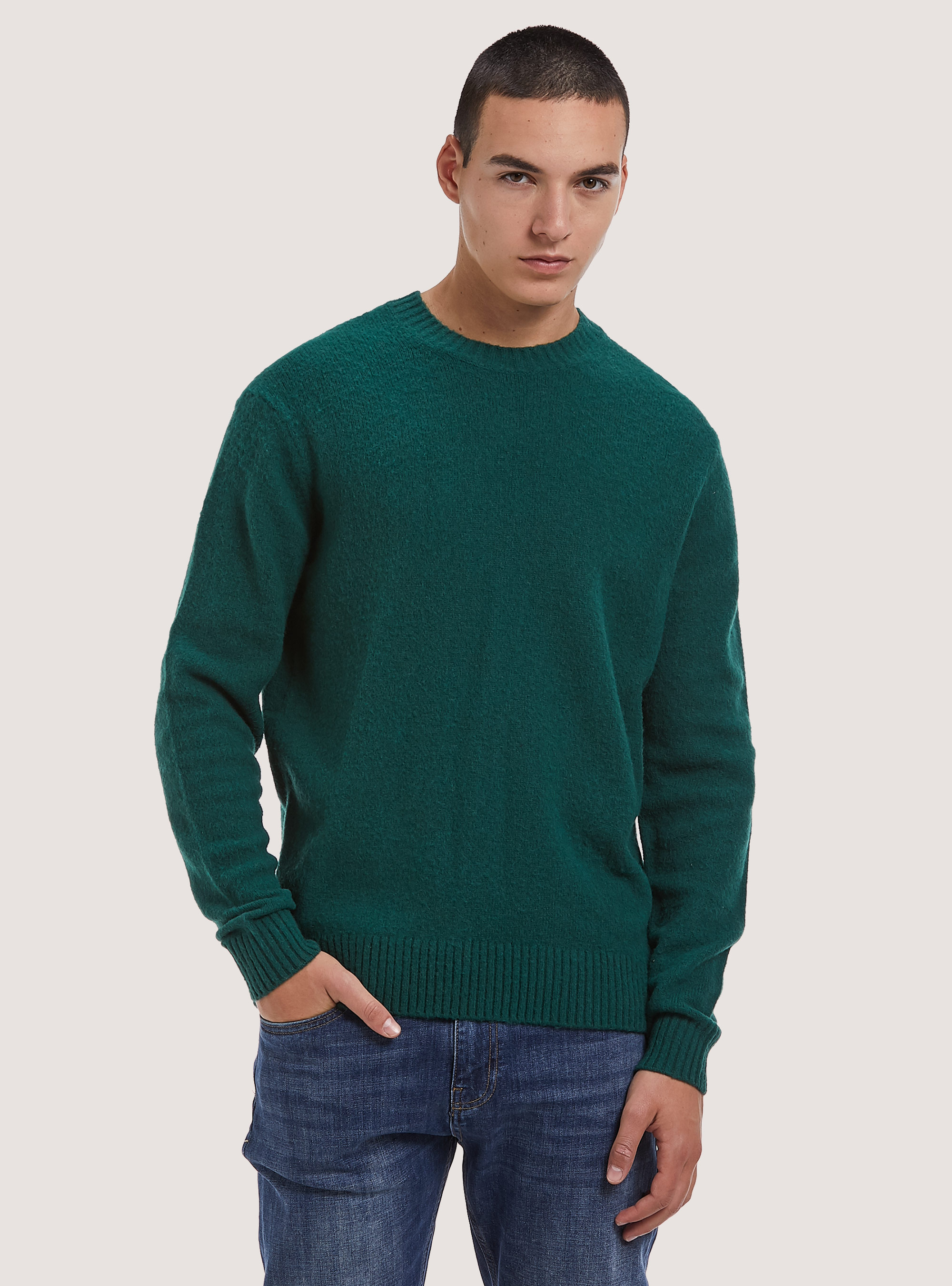 Wool blend pullover, GN1 GREEN DARK