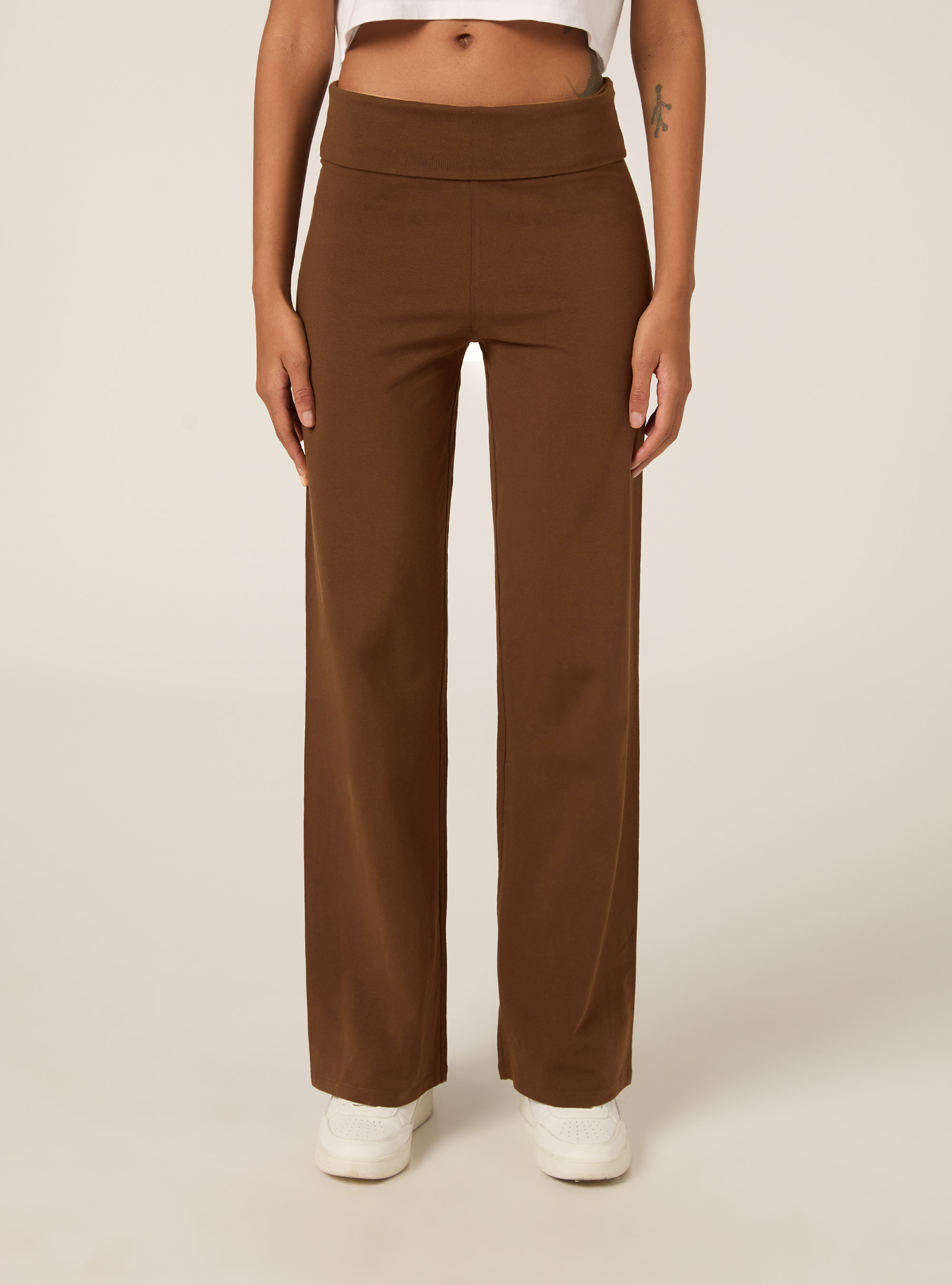 Leggings with cuffed waist, BR1 BROWN DARK