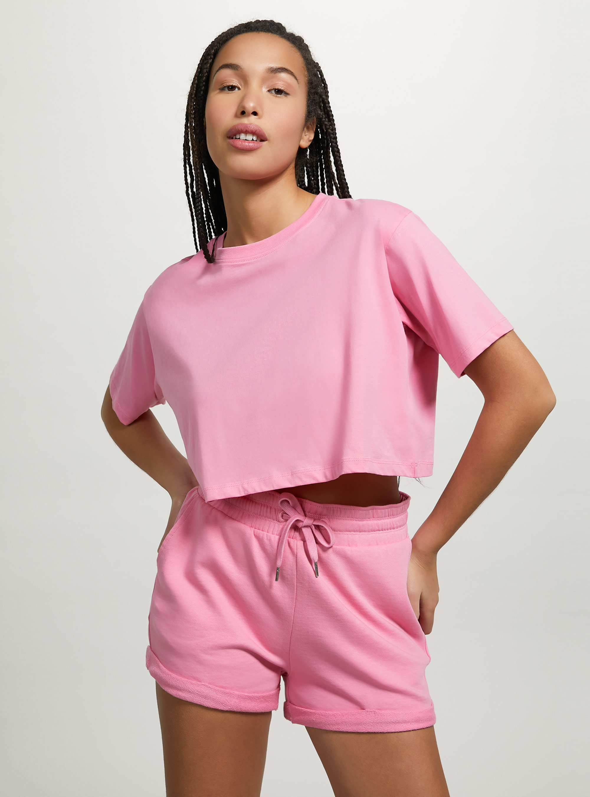 T-shirt en coton court, PK2 PINK MEDIUM