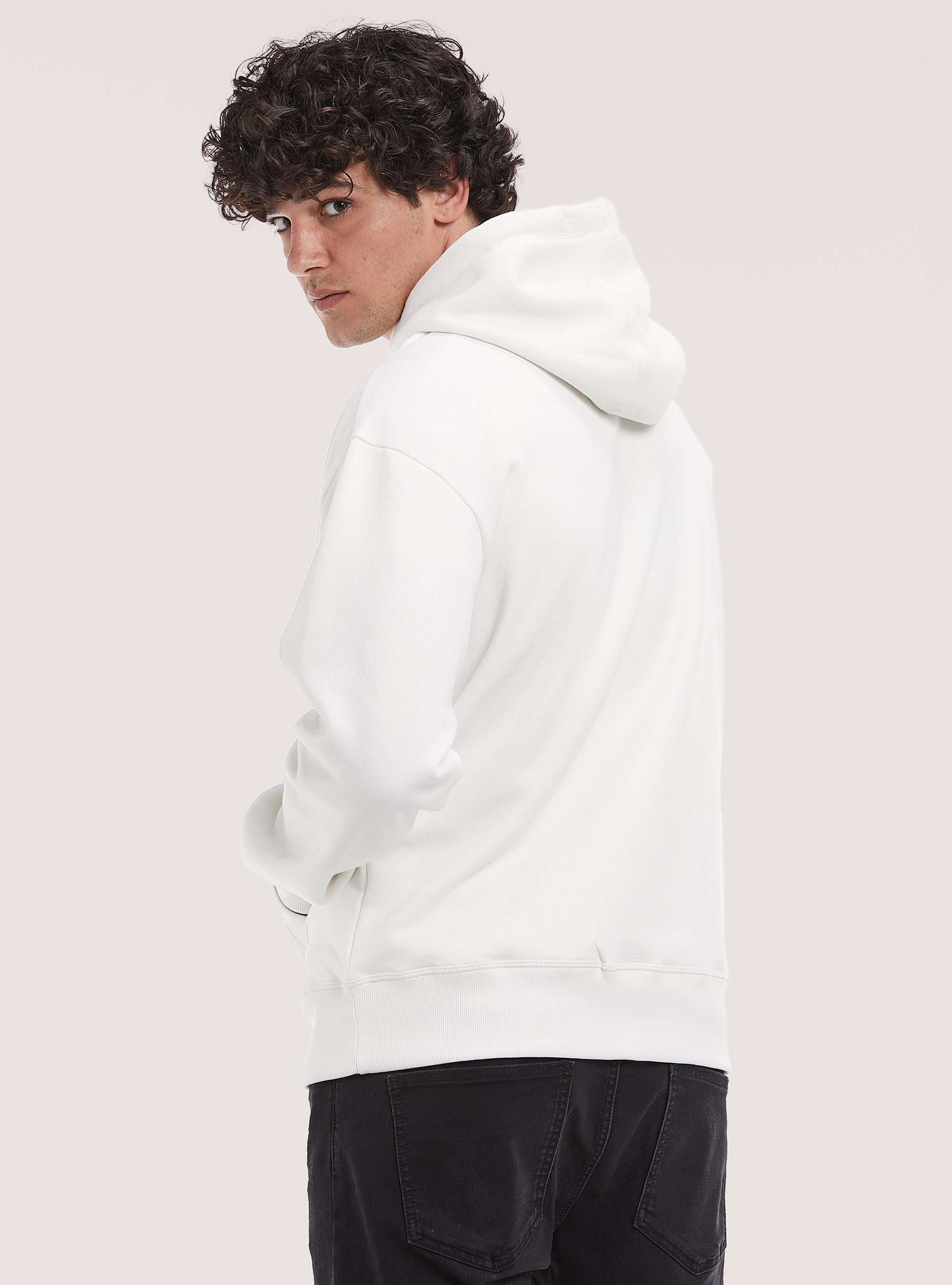 Sweatshirt with hood and pouch pocket, WH2 WHITE