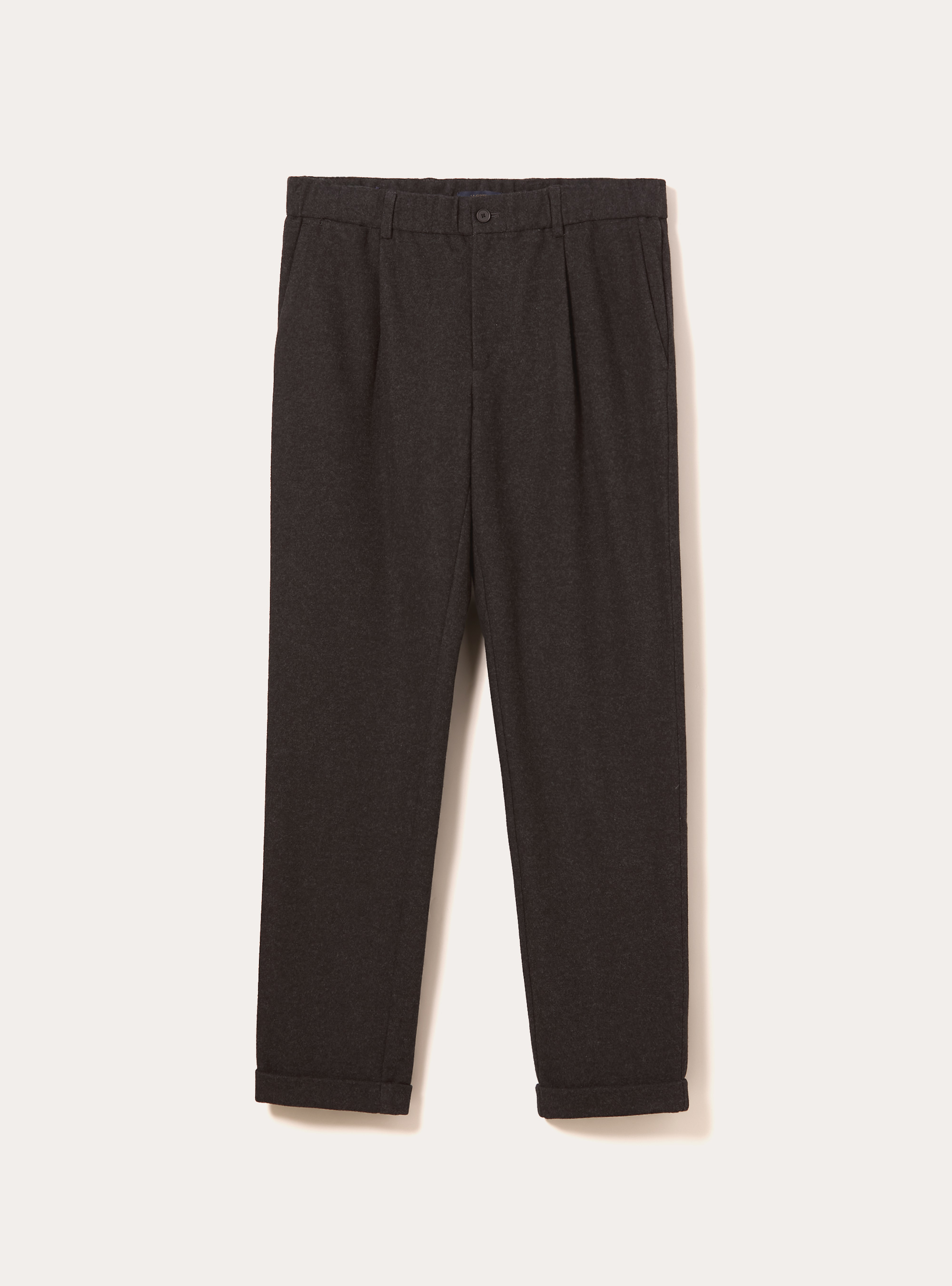 Pleated trousers with flannel effect, MGY1 GREY MEL DARK