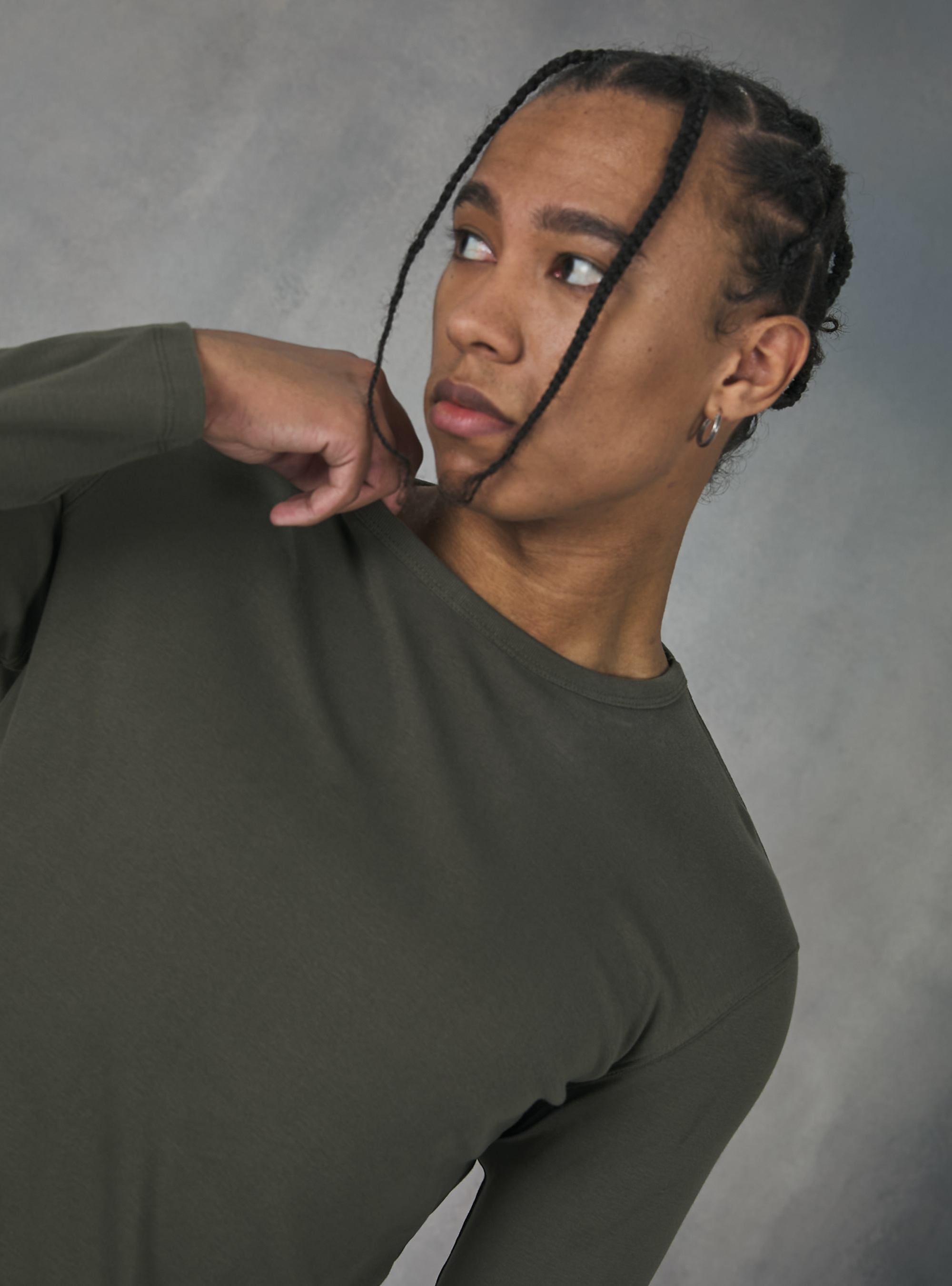 Long-sleeved cotton T-shirt, KY2 KAKY MEDIUM