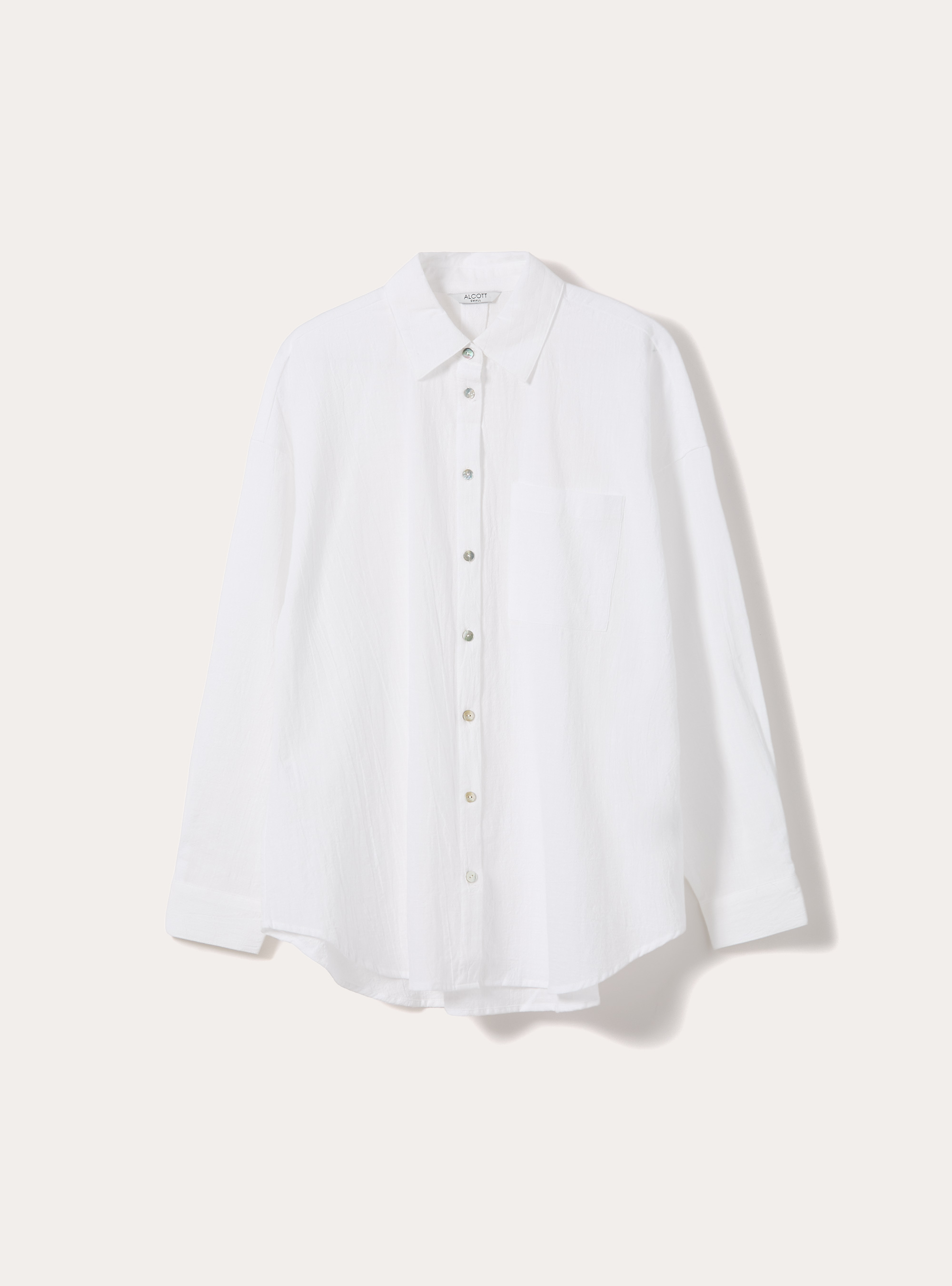 Camicia oversize con tasca, PANNA