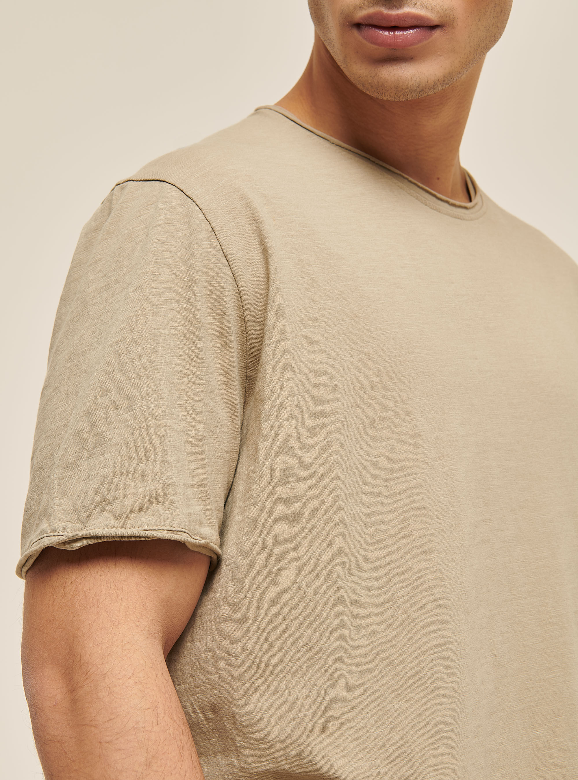 Basic plain cotton T-shirt, C1150 SAND