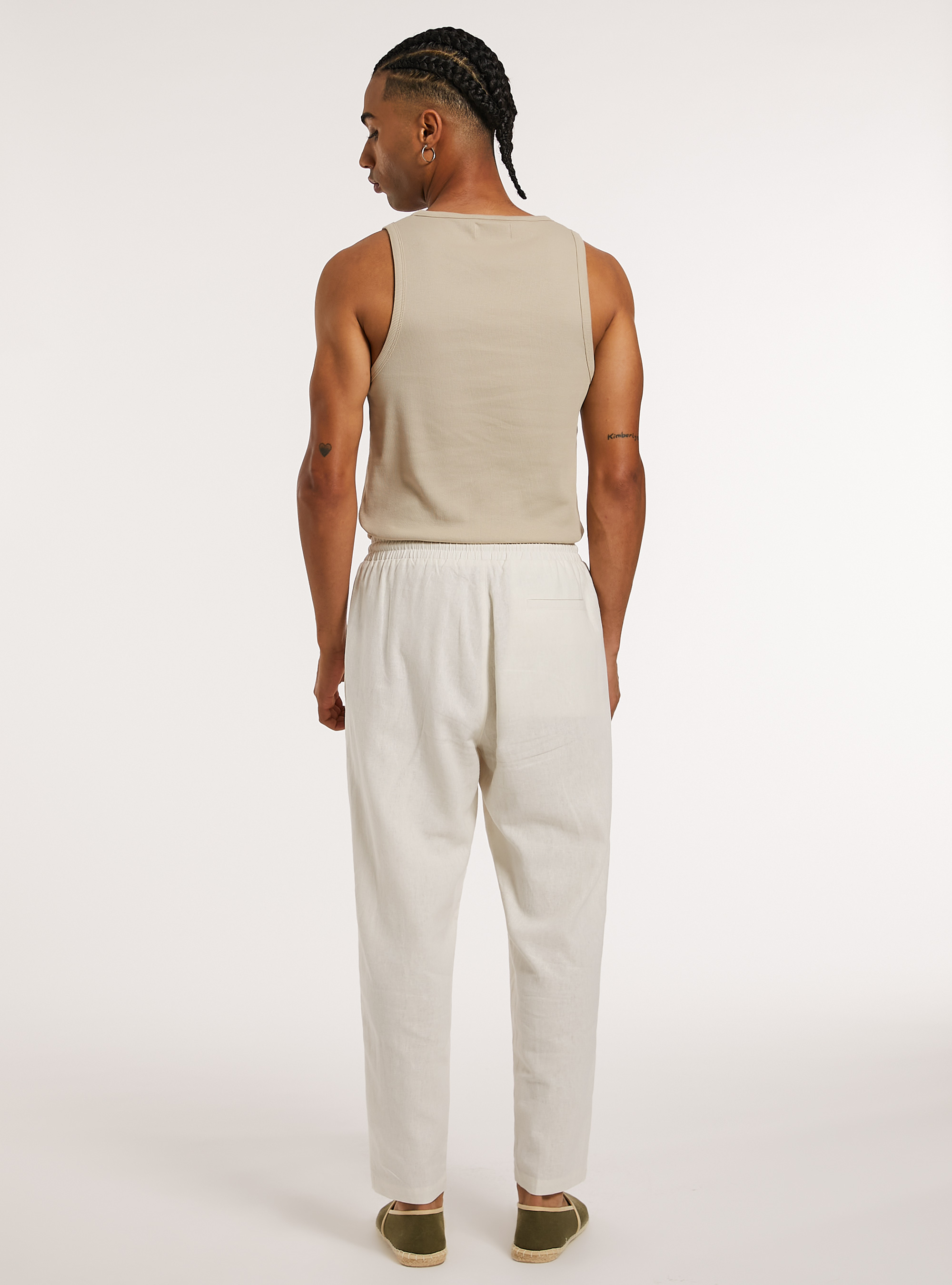 Pantaloni jogger misto lino, WH2 WHITE