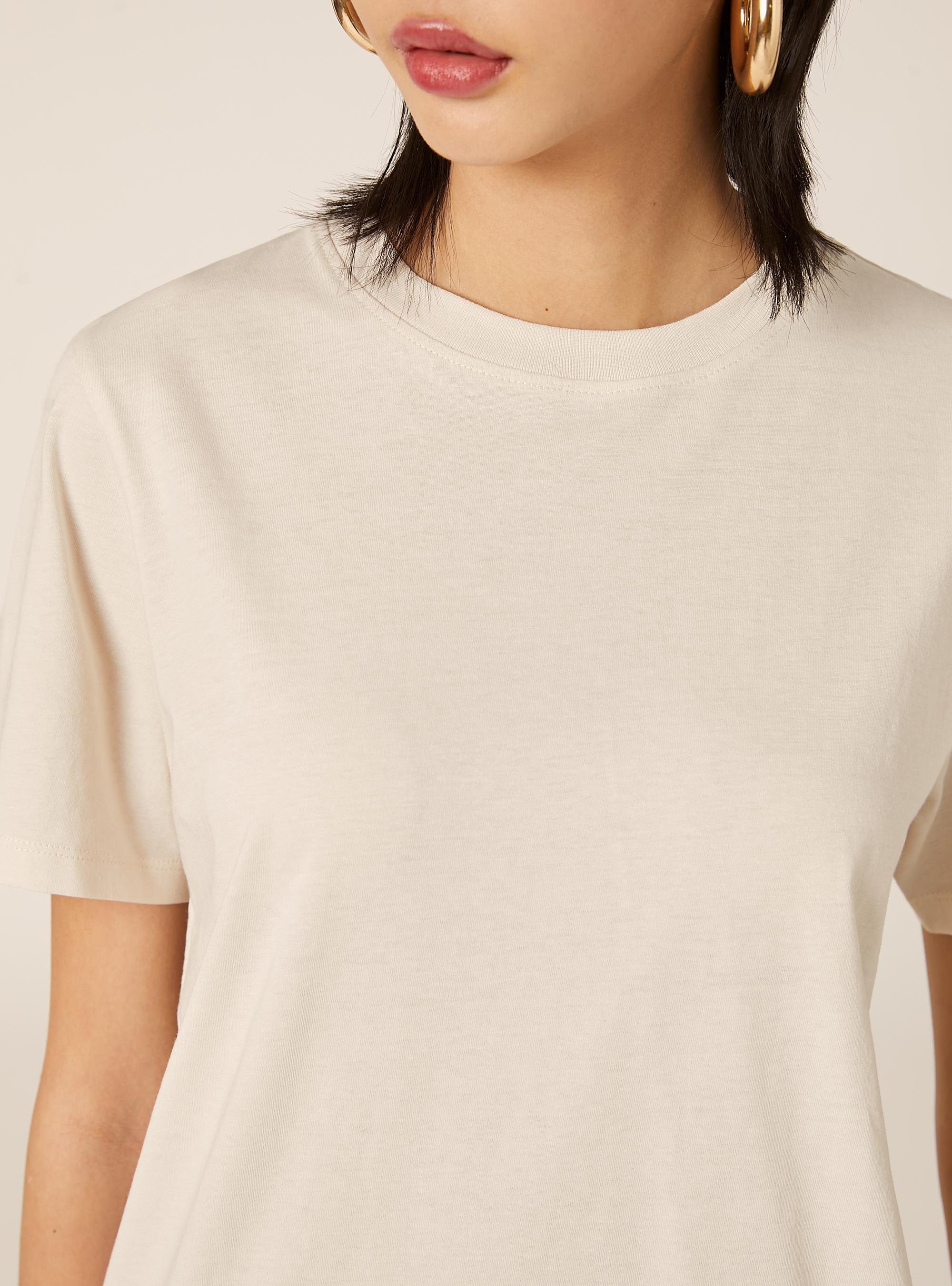 Cotton crew neck T-shirt, CR3 CREAM LIGHT
