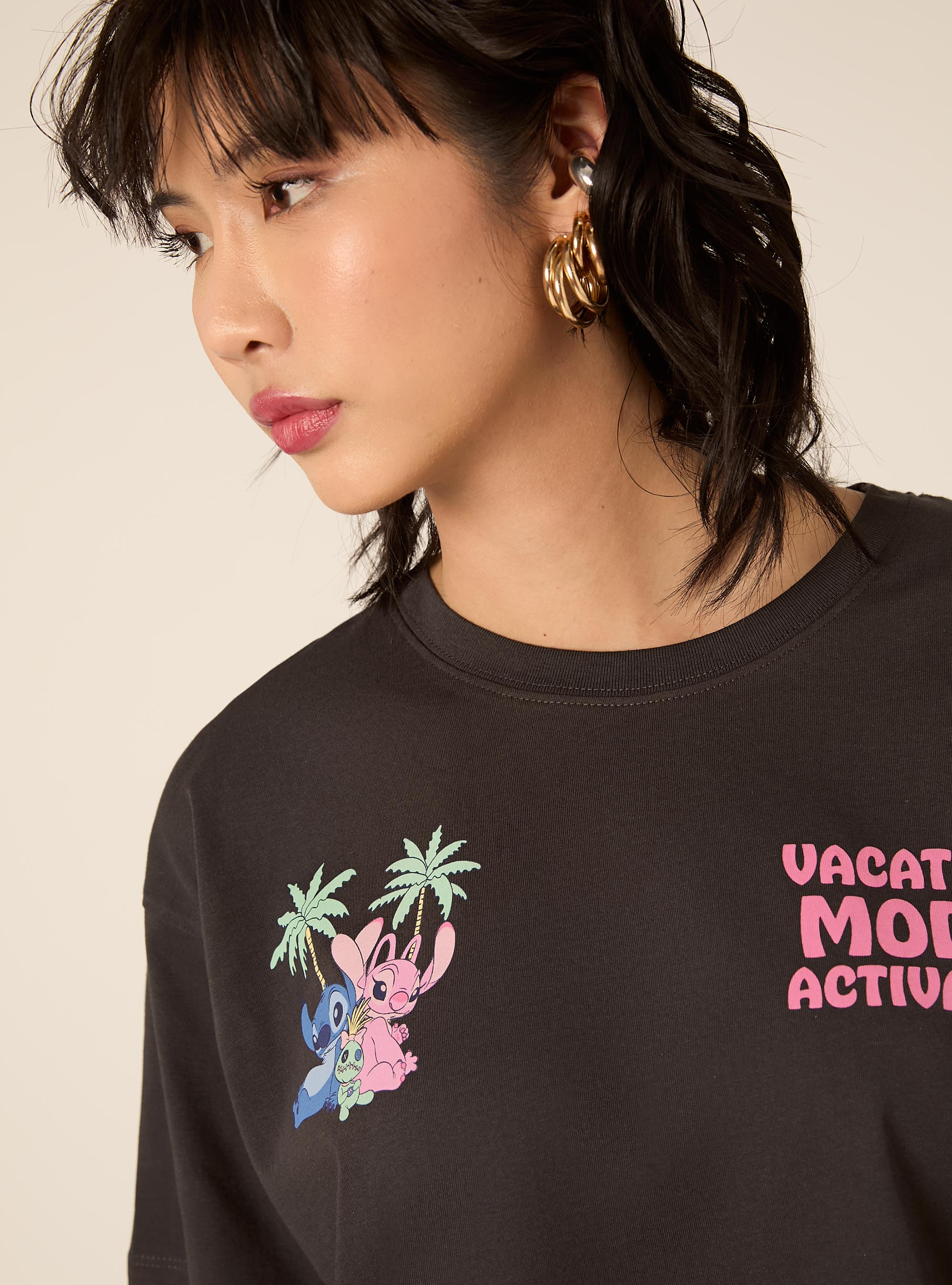 Lilo and Stitch T-shirt/ Alcott, BK3 BLACK CHARCOAL