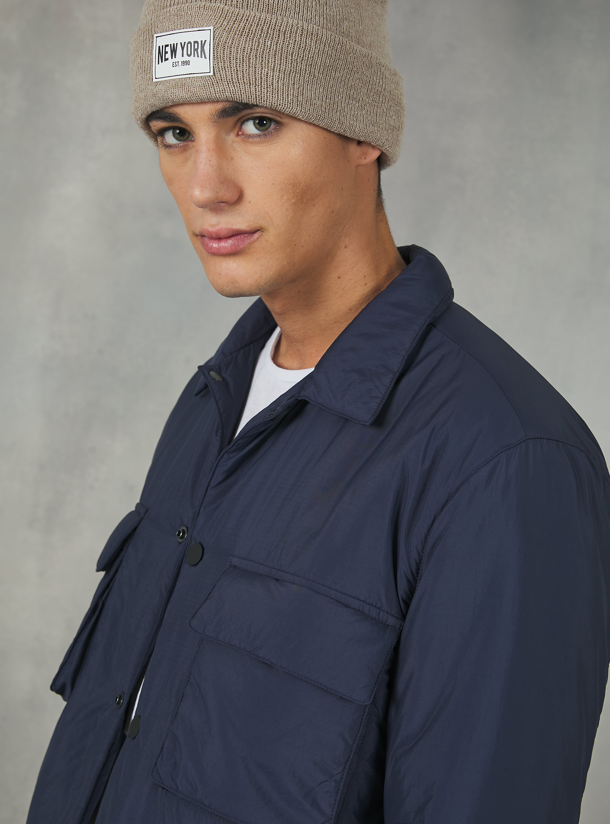 Jacket with collar and recycled padding, NA2 NAVY MEDIUM