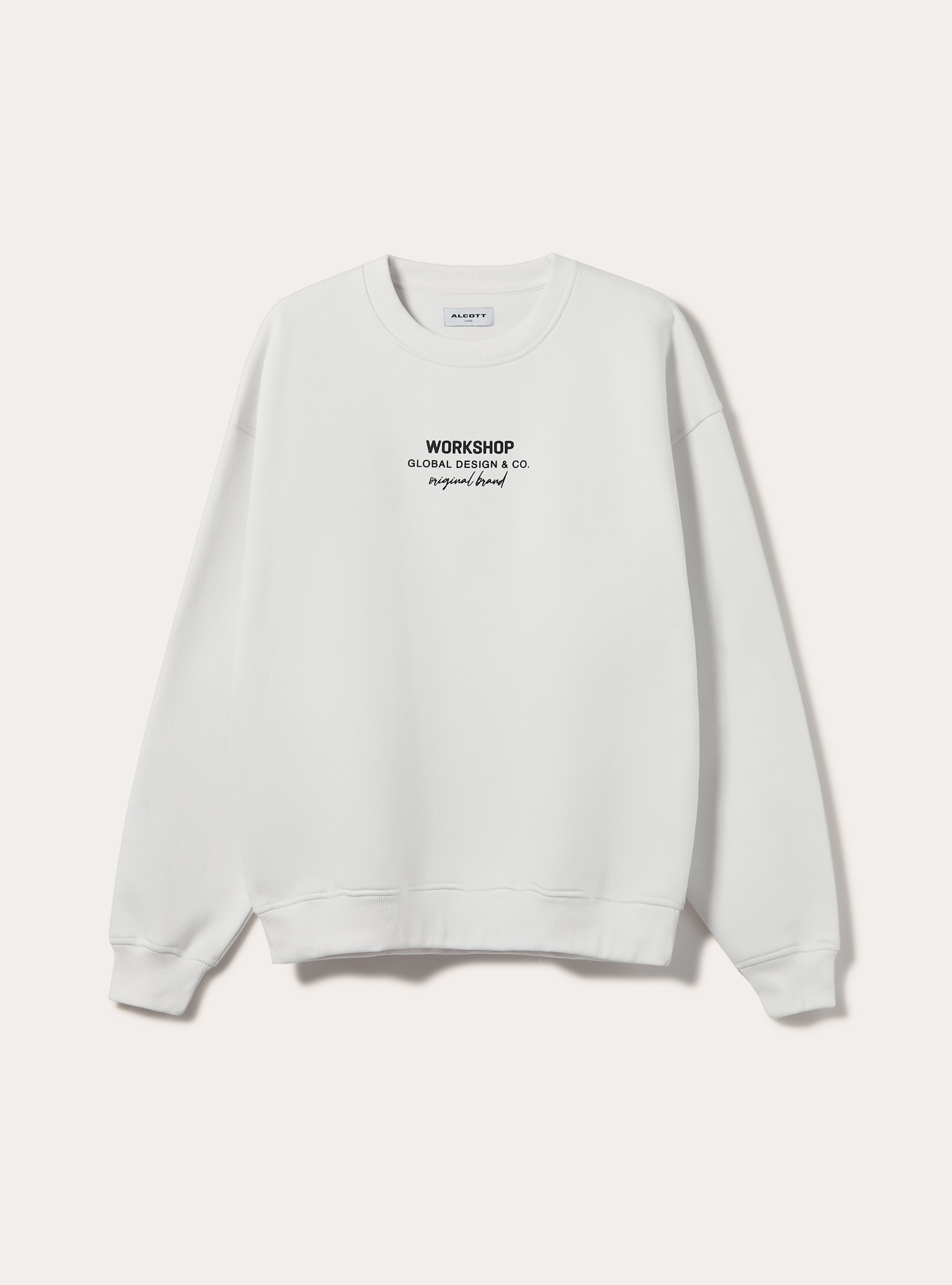 Boxy fit sweatshirt with Workshop print, WH2 WHITE