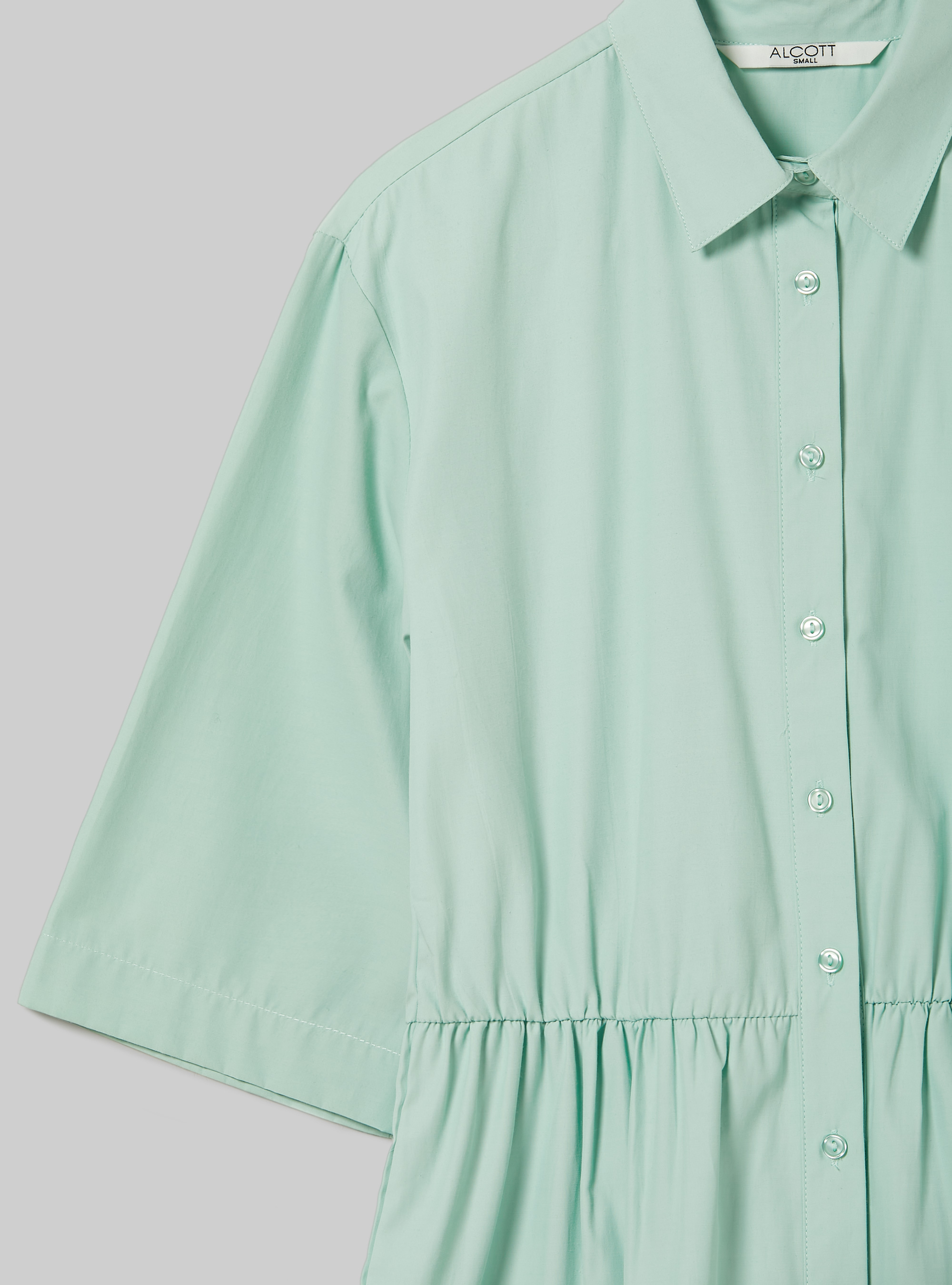 Vestito chemisier in popeline, GA3 AQUA GREEN LIGHT