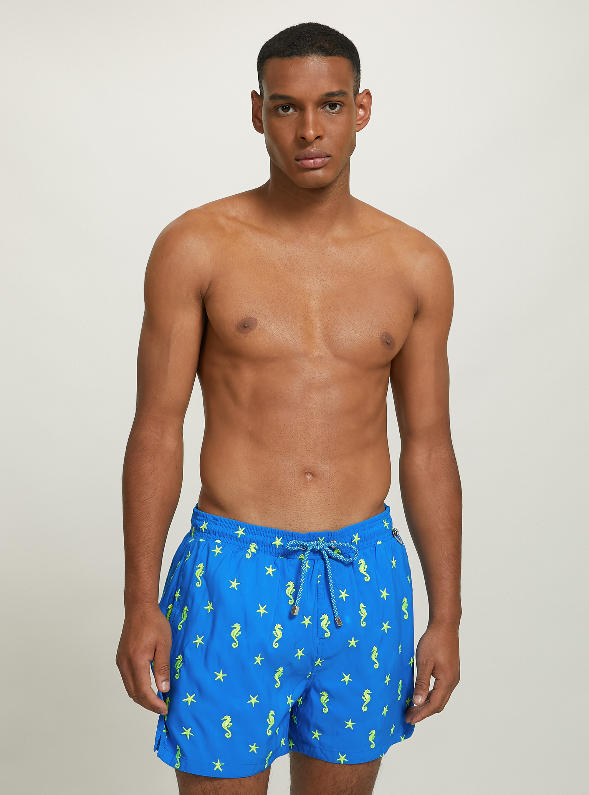 Swimming costume with contrasting embroidery, RY1 ROYALE DARK