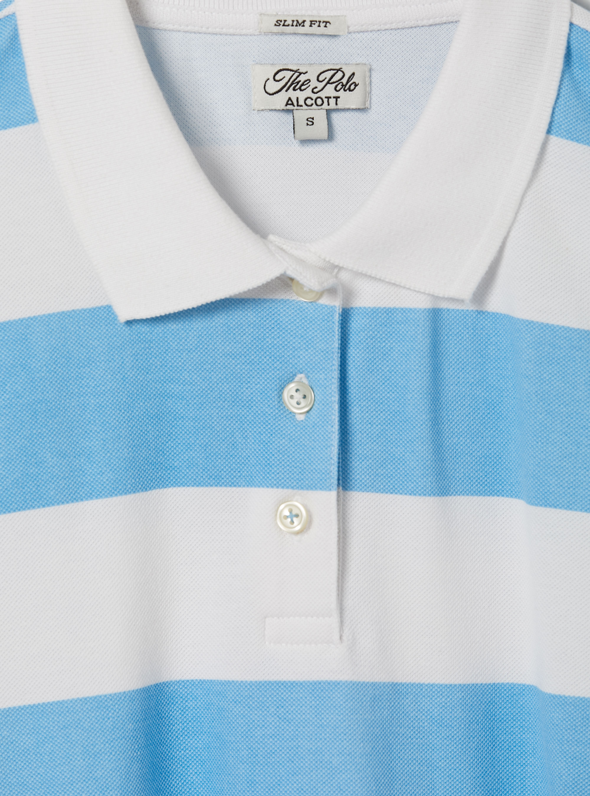 Polo &agrave; rayures, coupe courte, C177 AZZURRE