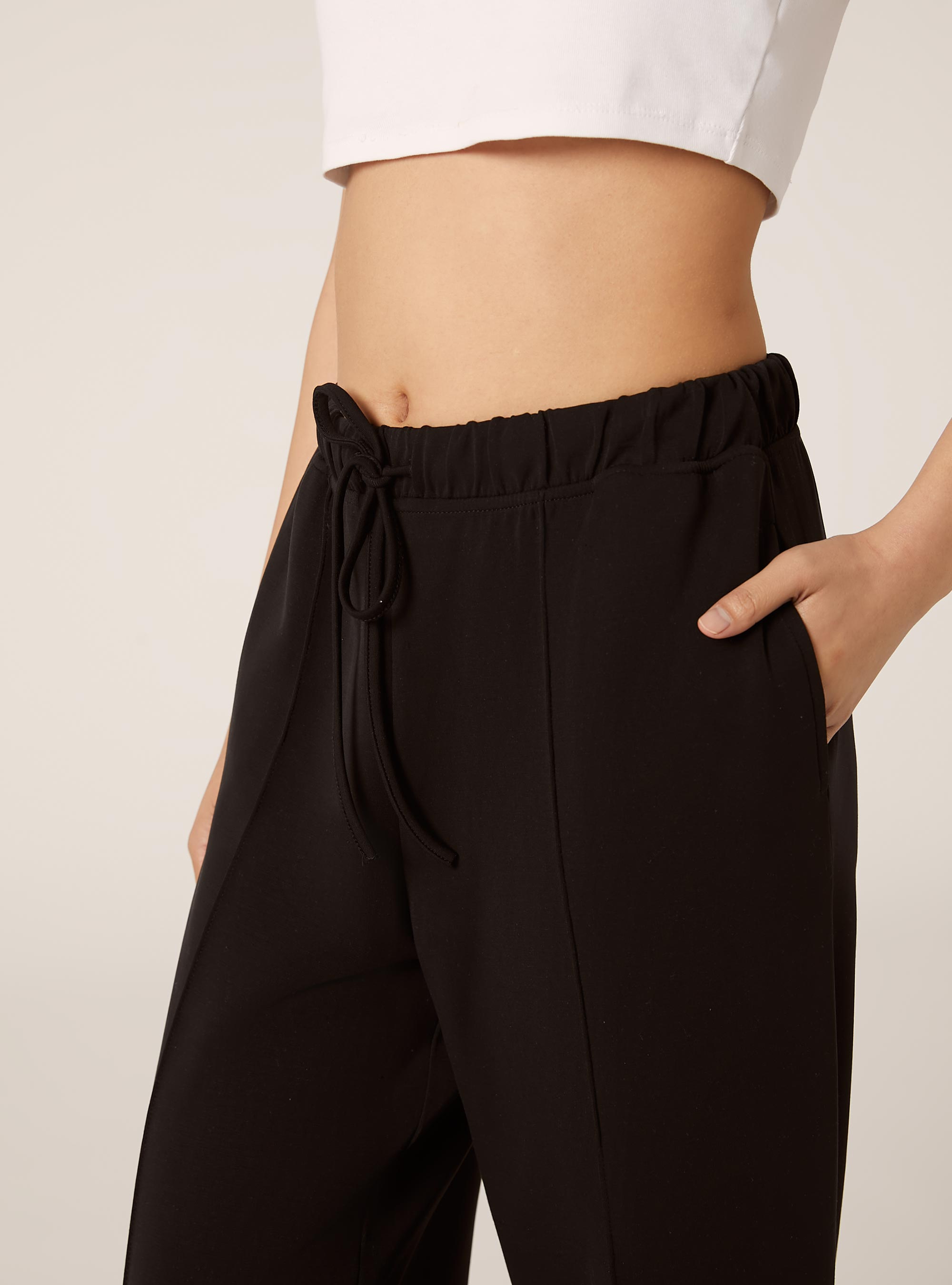 Wide leg soft touch jogger, BK1 BLACK