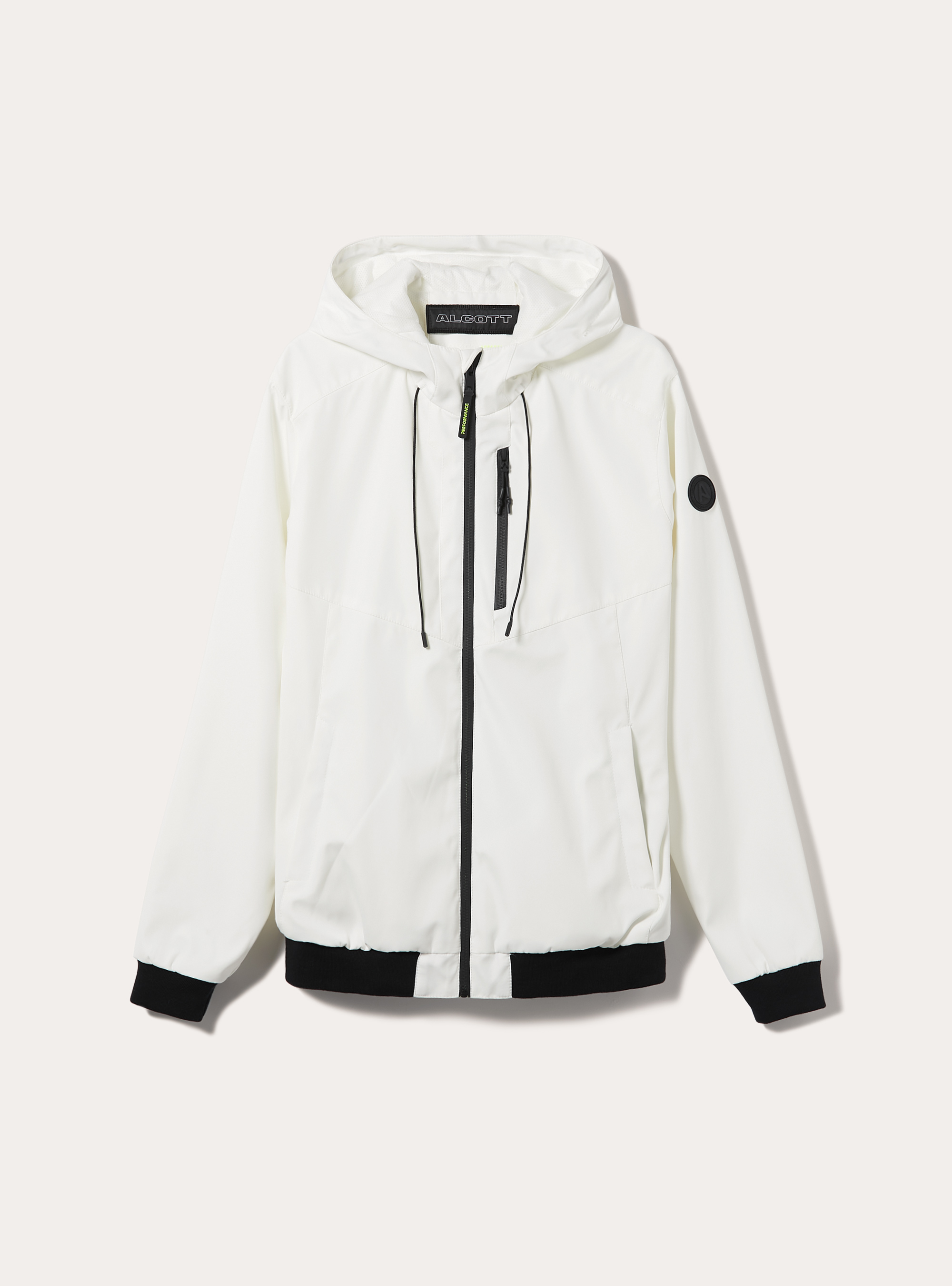 Windproof hooded bomber jacket, WH2 WHITE