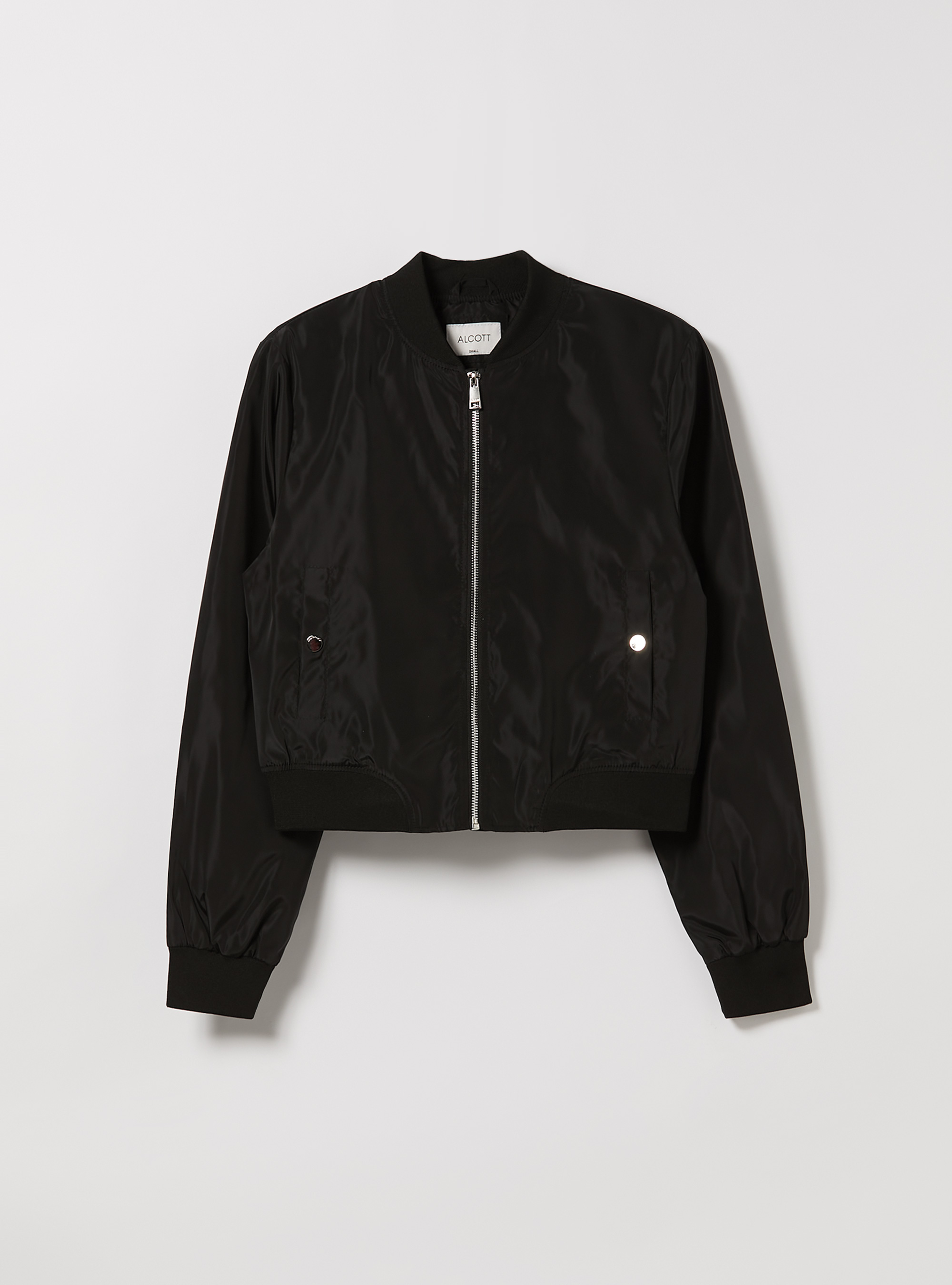 Shiny cropped bomber jacket, BK1 BLACK