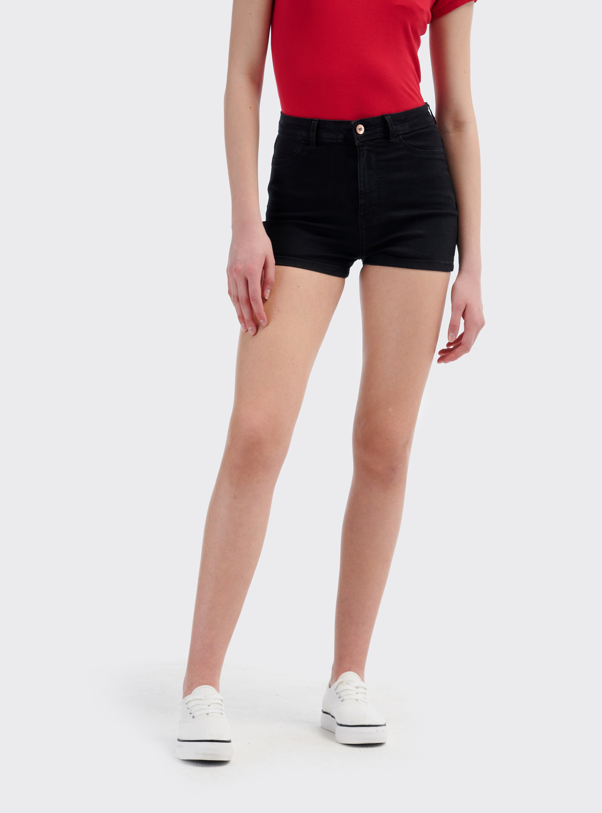 Shorts in denim super stretch fit, NERO
