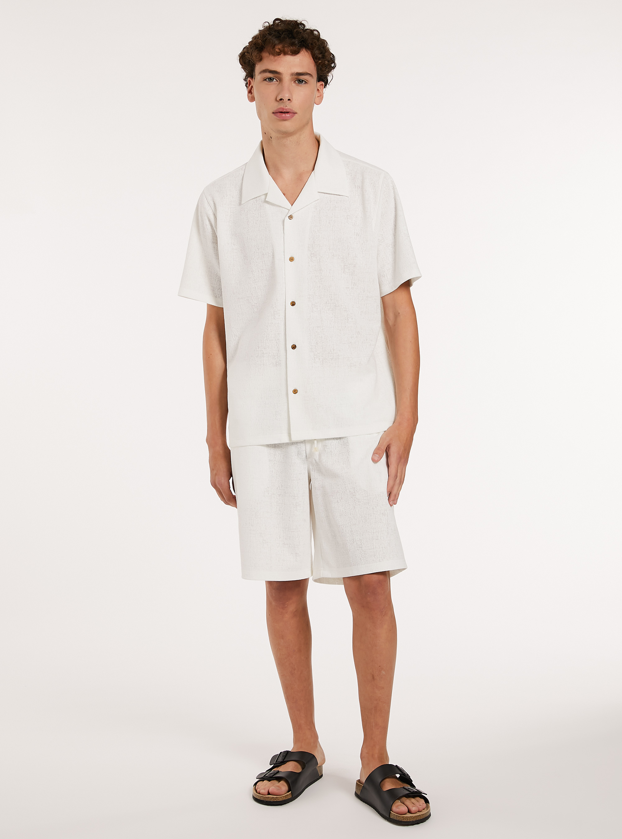 Camicia bowling testurizzata, WH2 WHITE