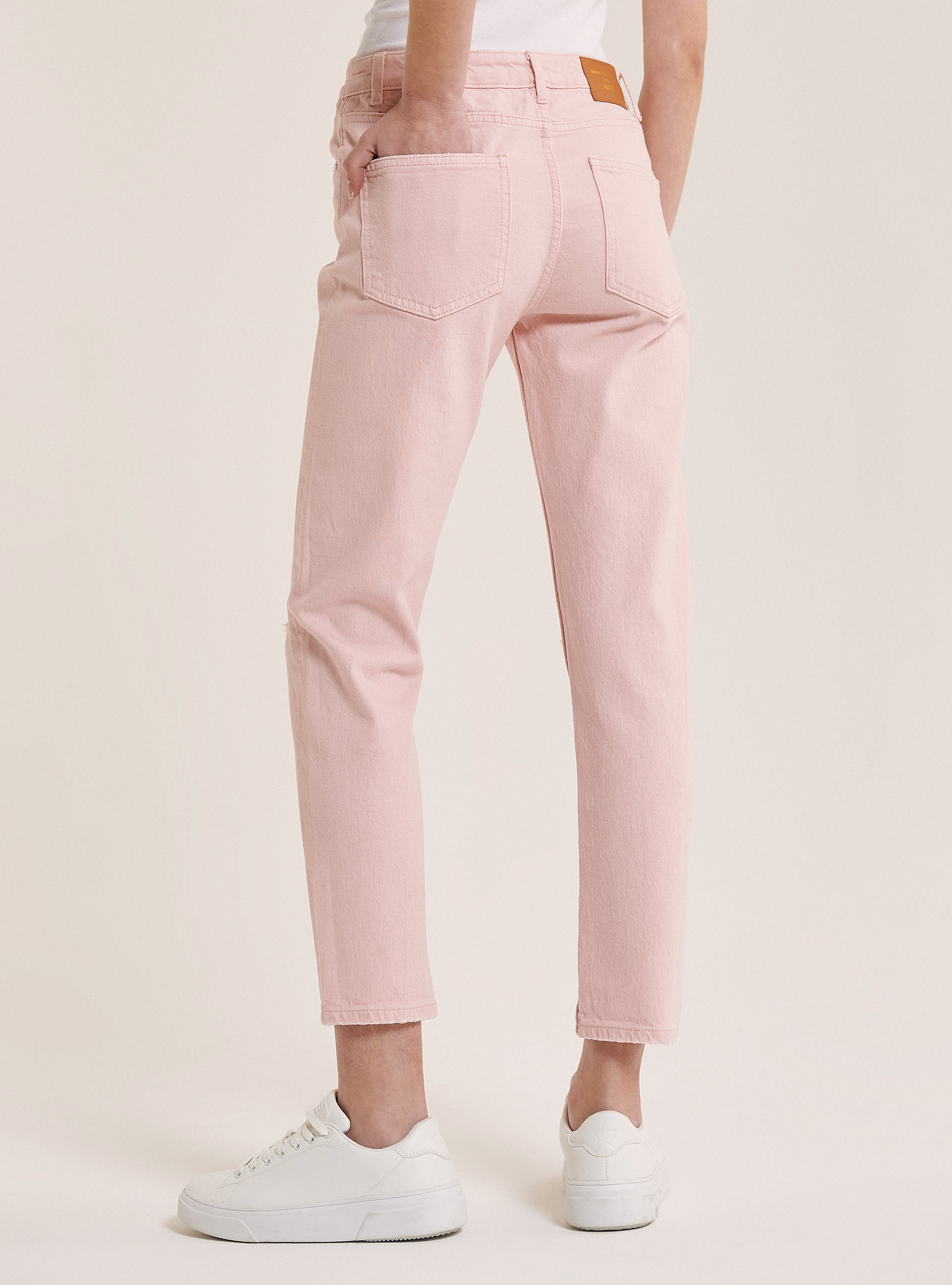 Pantalons twill stretch slim boyfriend, C5503 PINK