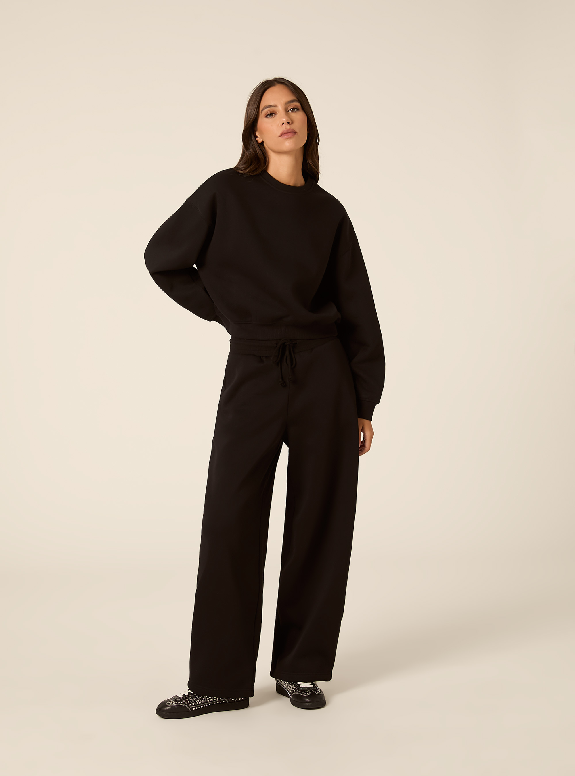 Felpa girocollo, BK1 BLACK