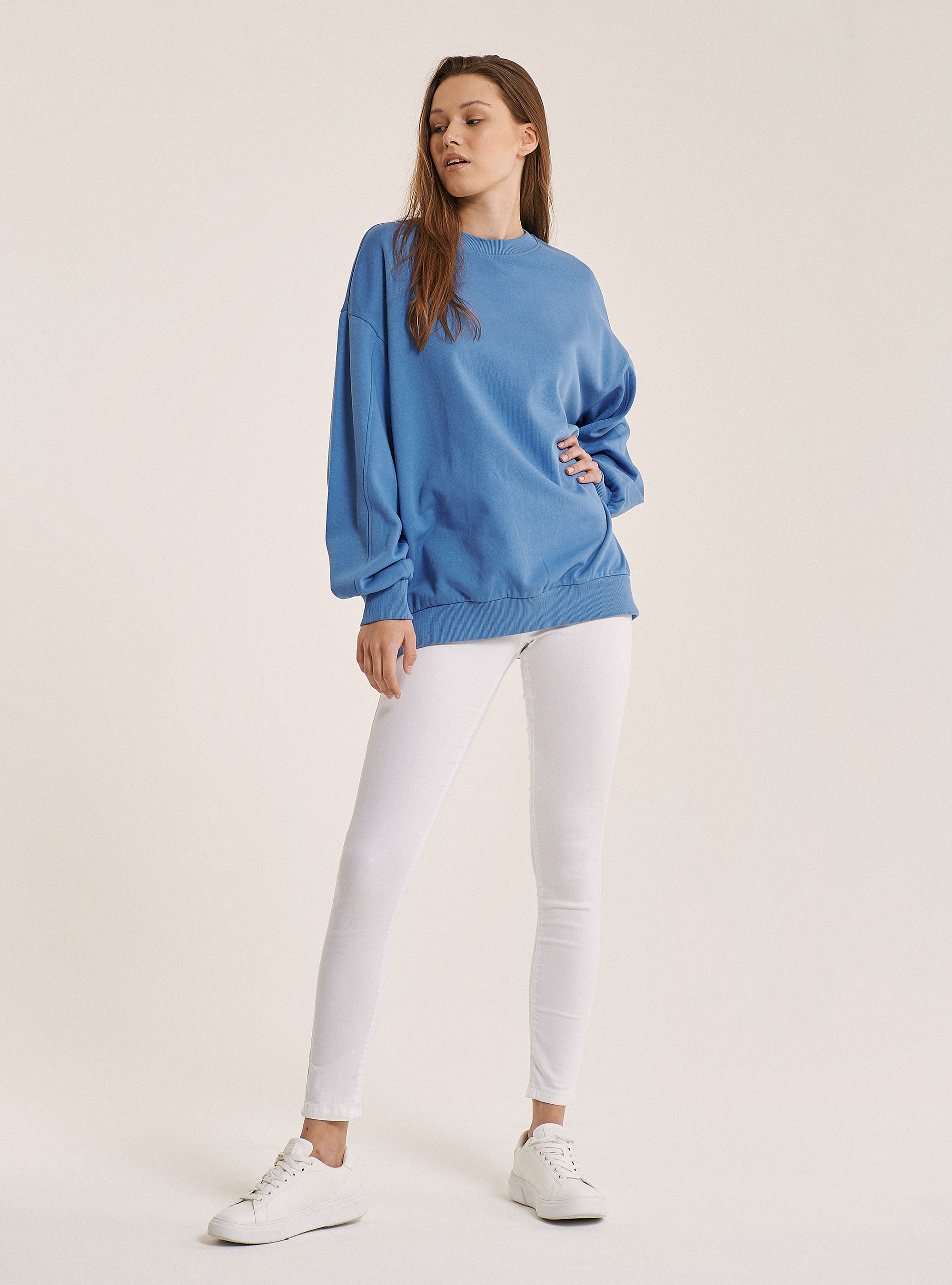 Basic oversize sweatshirt, C1197 AZZURRE