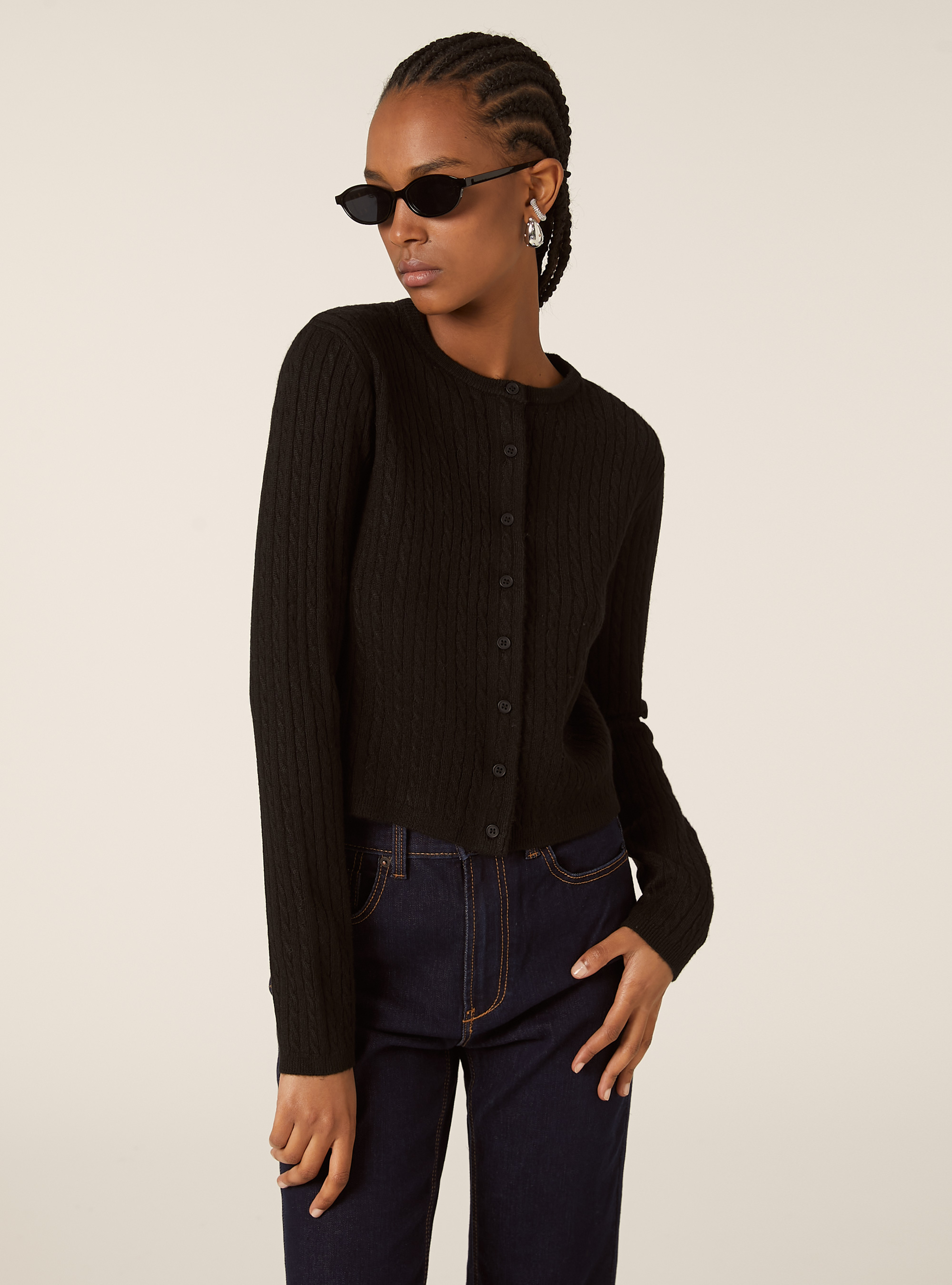 Cardigan trecce, BK1 BLACK