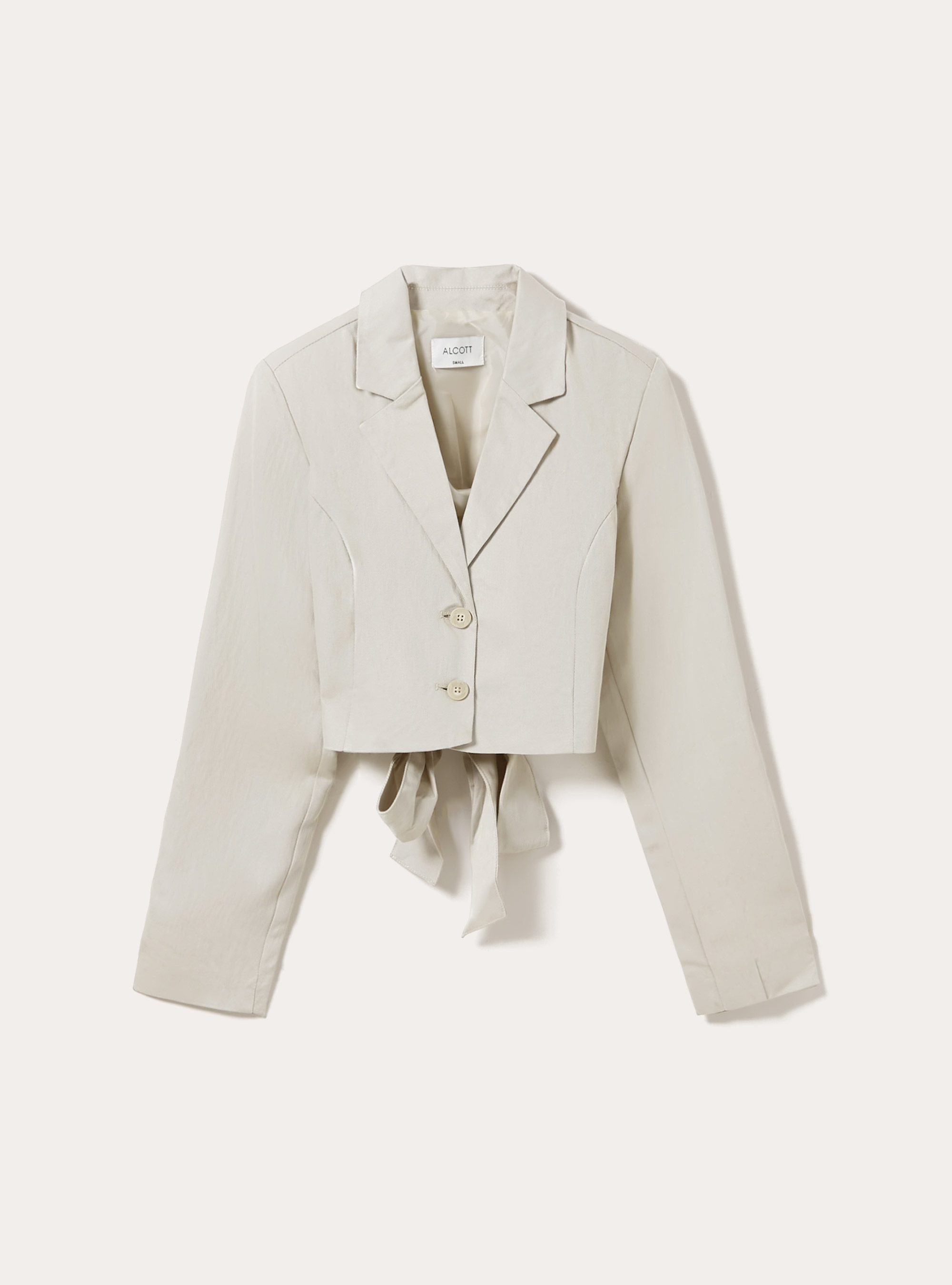 Giacca cropped con fiocco, BG2 BEIGE MEDIUM