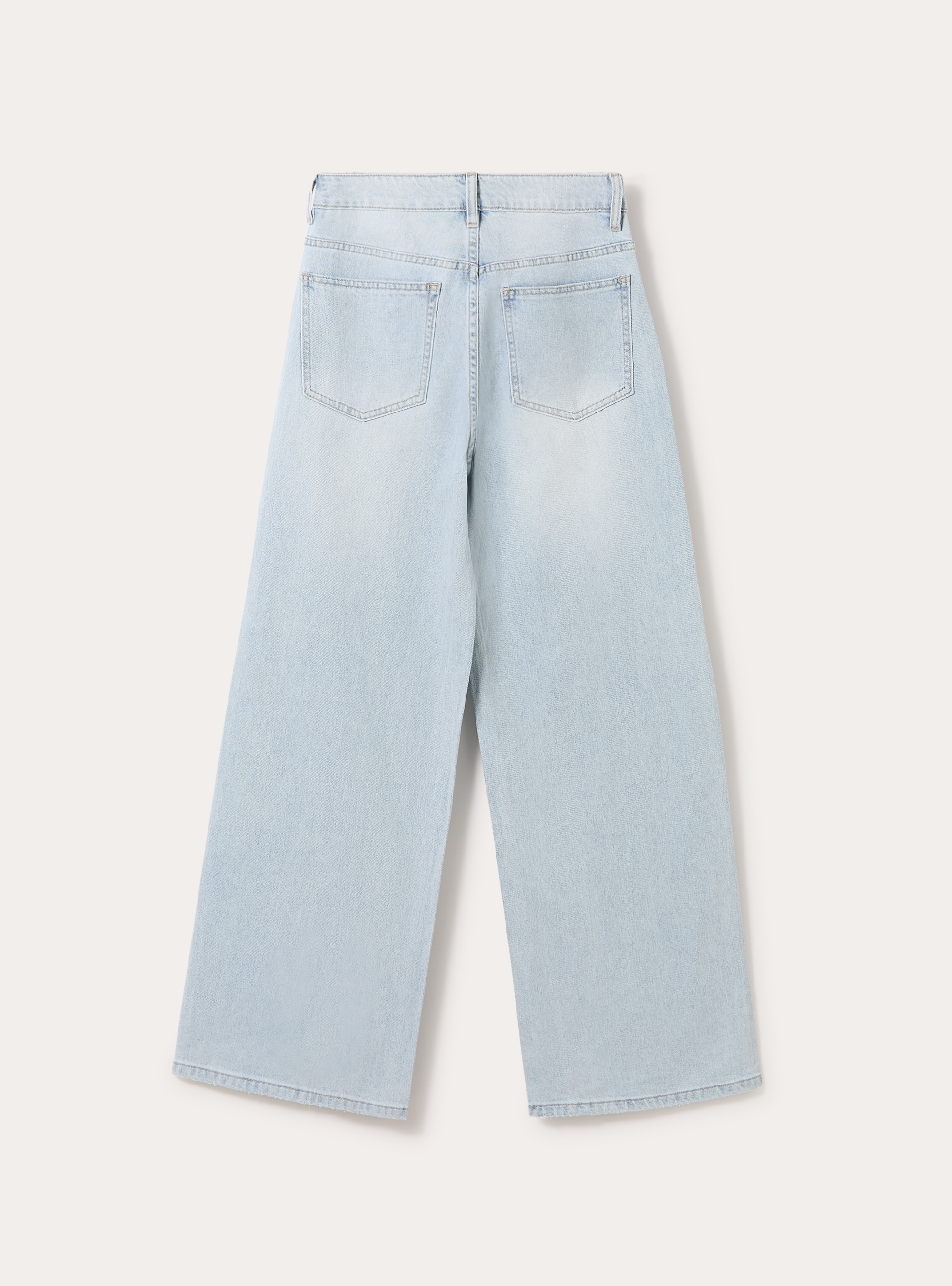 Jeans coupe droite avec broderies et strass, D006 AZURE