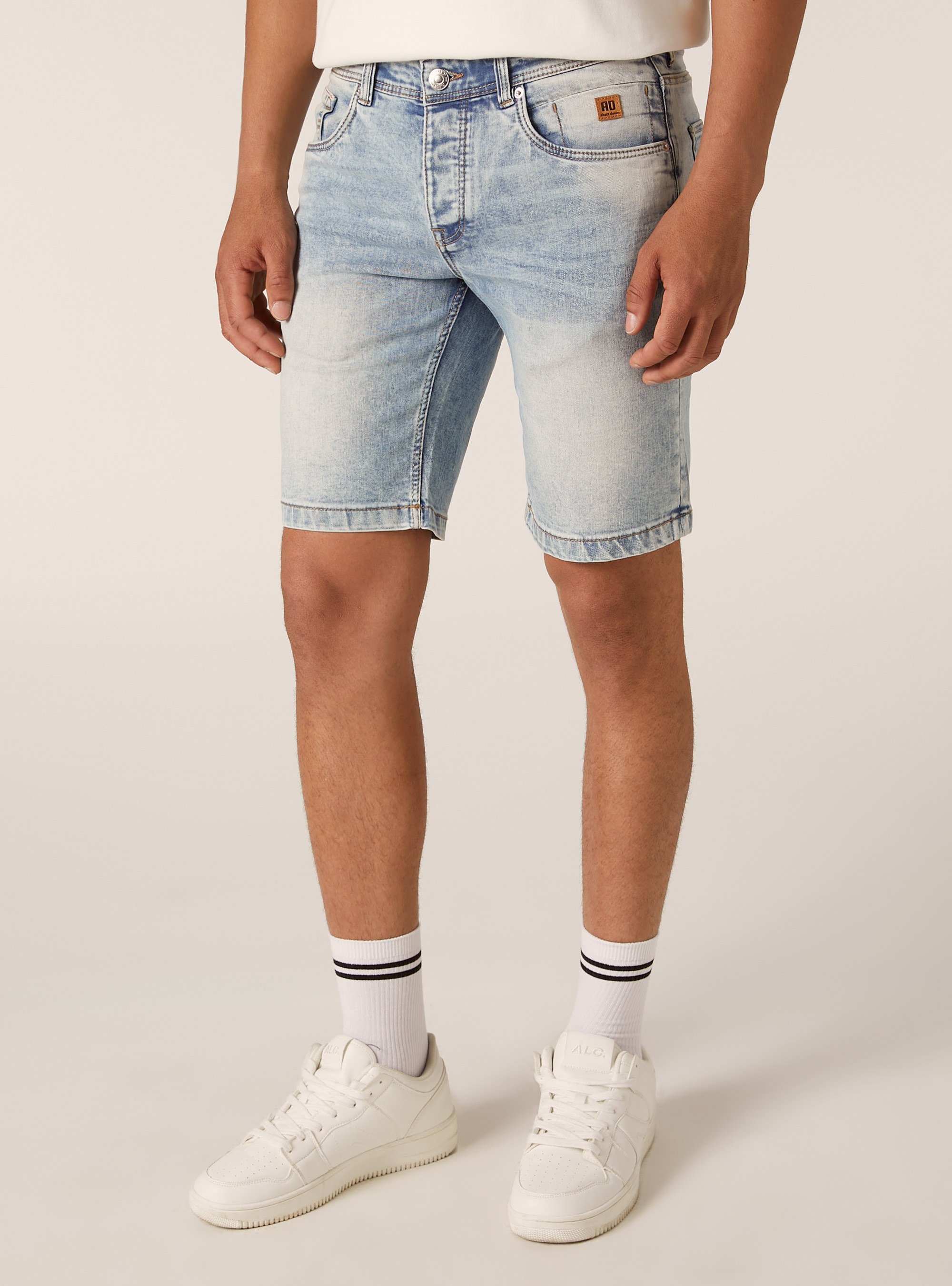 Skinny Fit Denim Bermuda Shorts, D006 AZURE