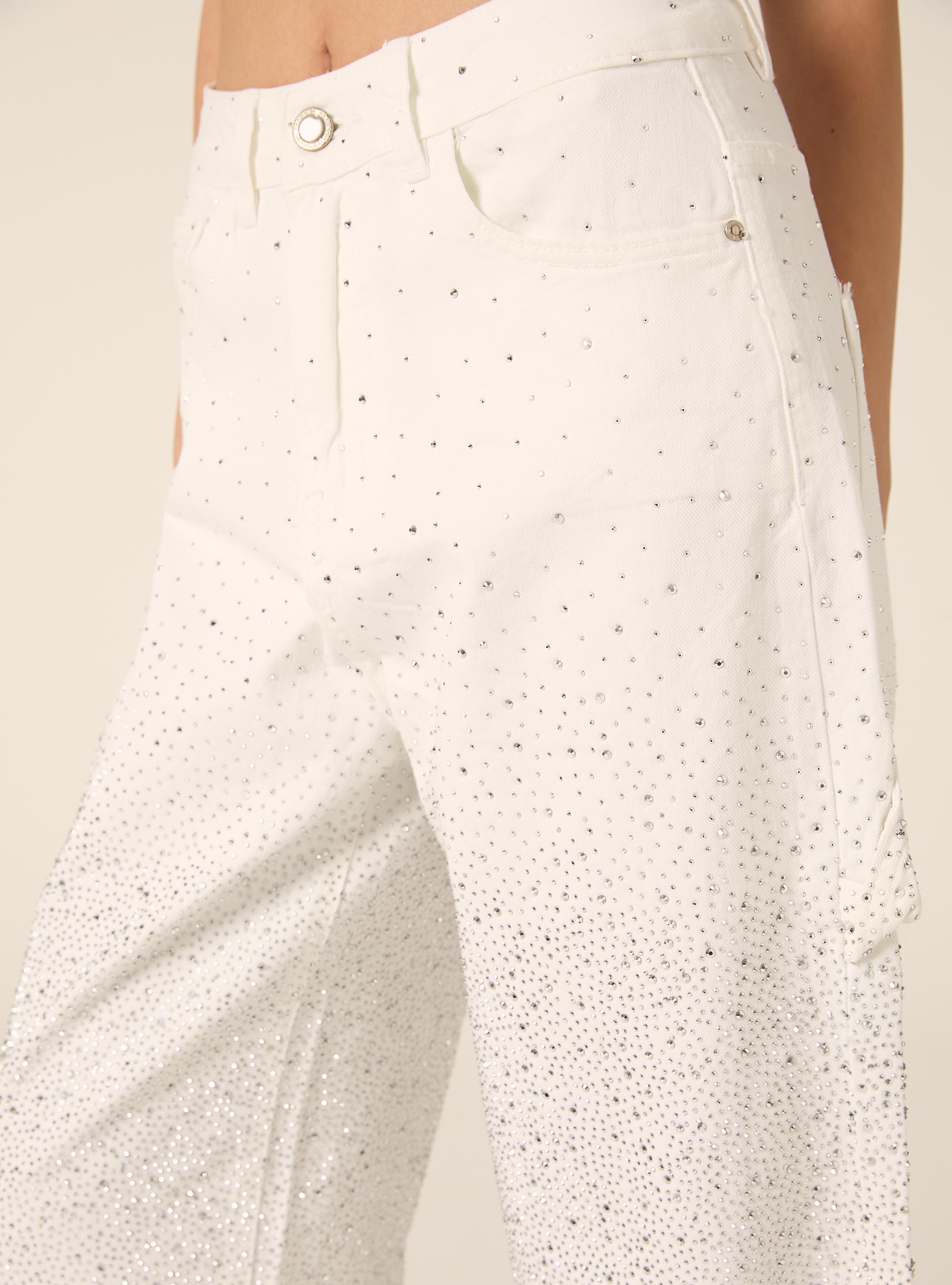 Baggy carpenter jeans colorato con strass, WH1 OFF WHITE