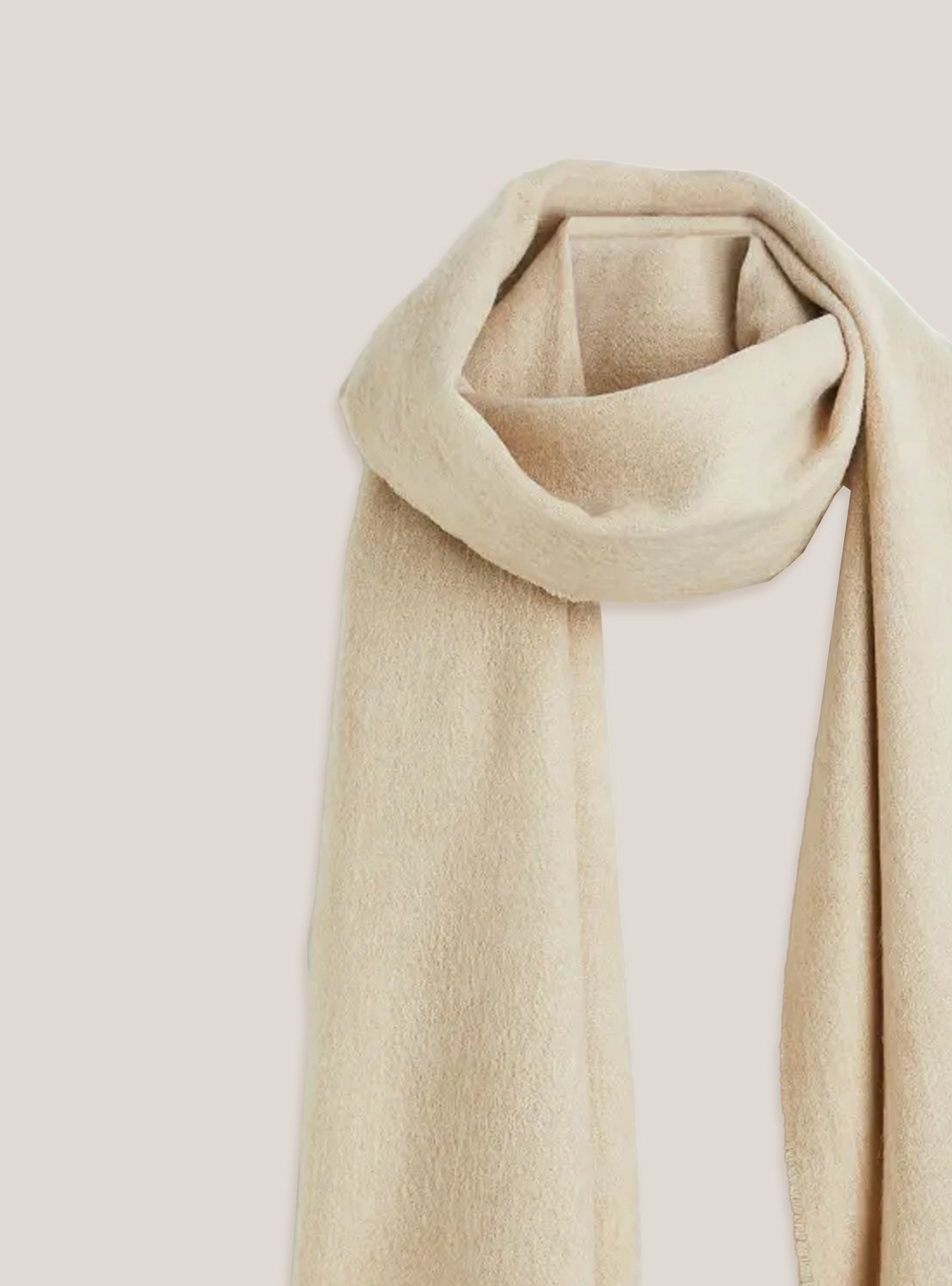 Solid-coloured scarf with fringes, WH1 OFF WHITE