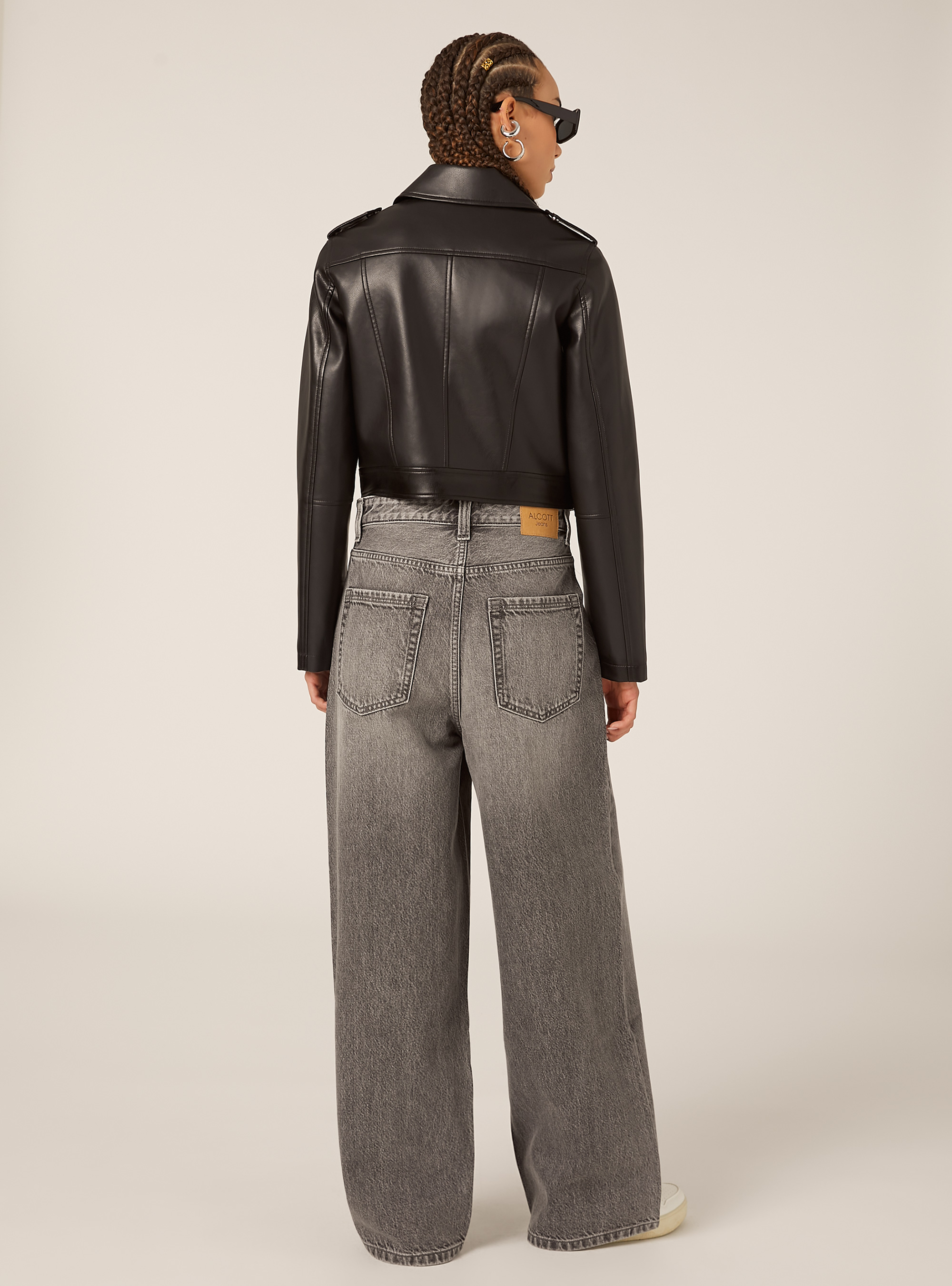 Chaqueta motera efecto piel, BK1 BLACK