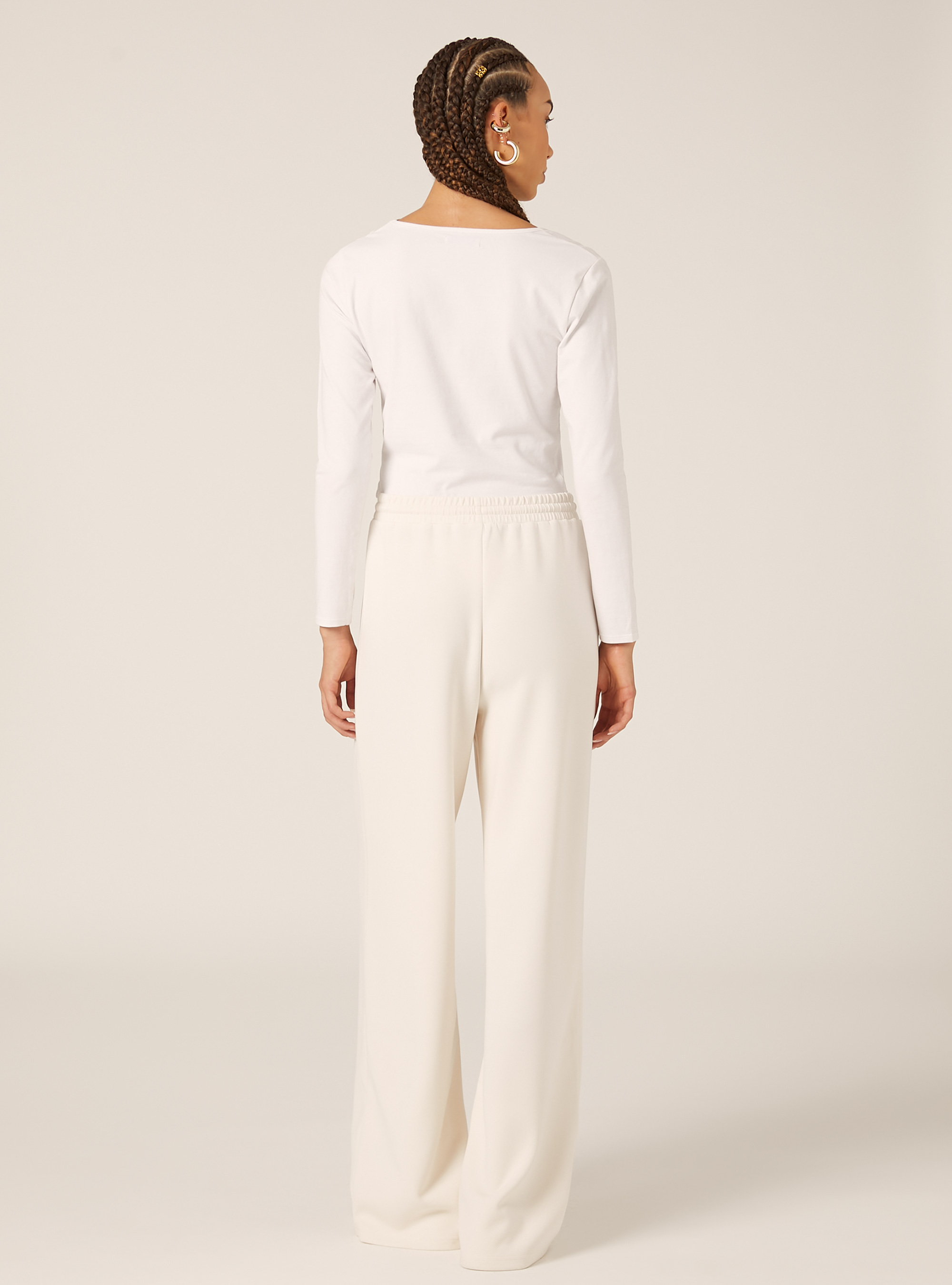 Soft touch wide leg joggers, CR3 CREAM LIGHT