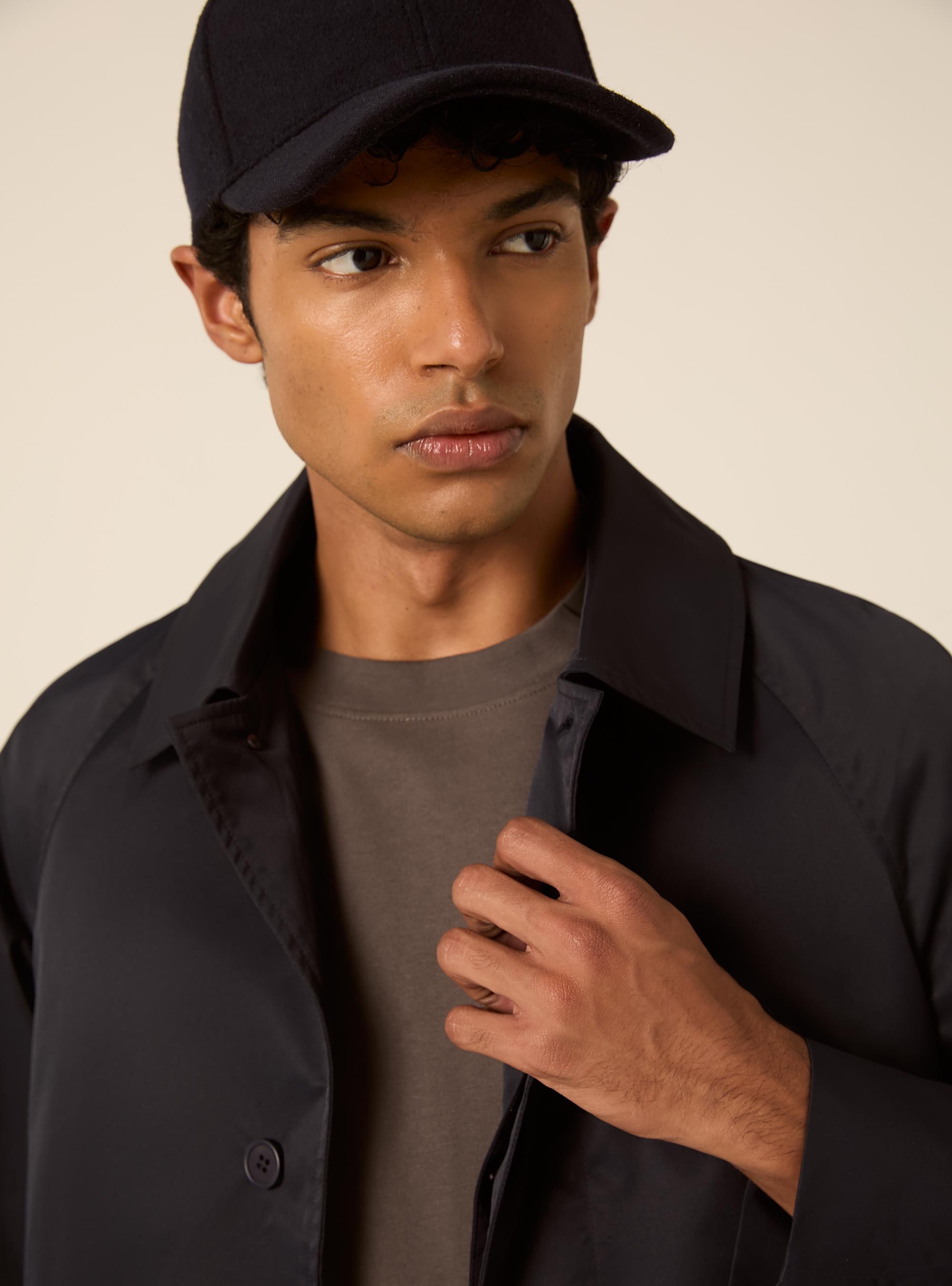Mid length single breasted trench coat, NA1 NAVY DARK