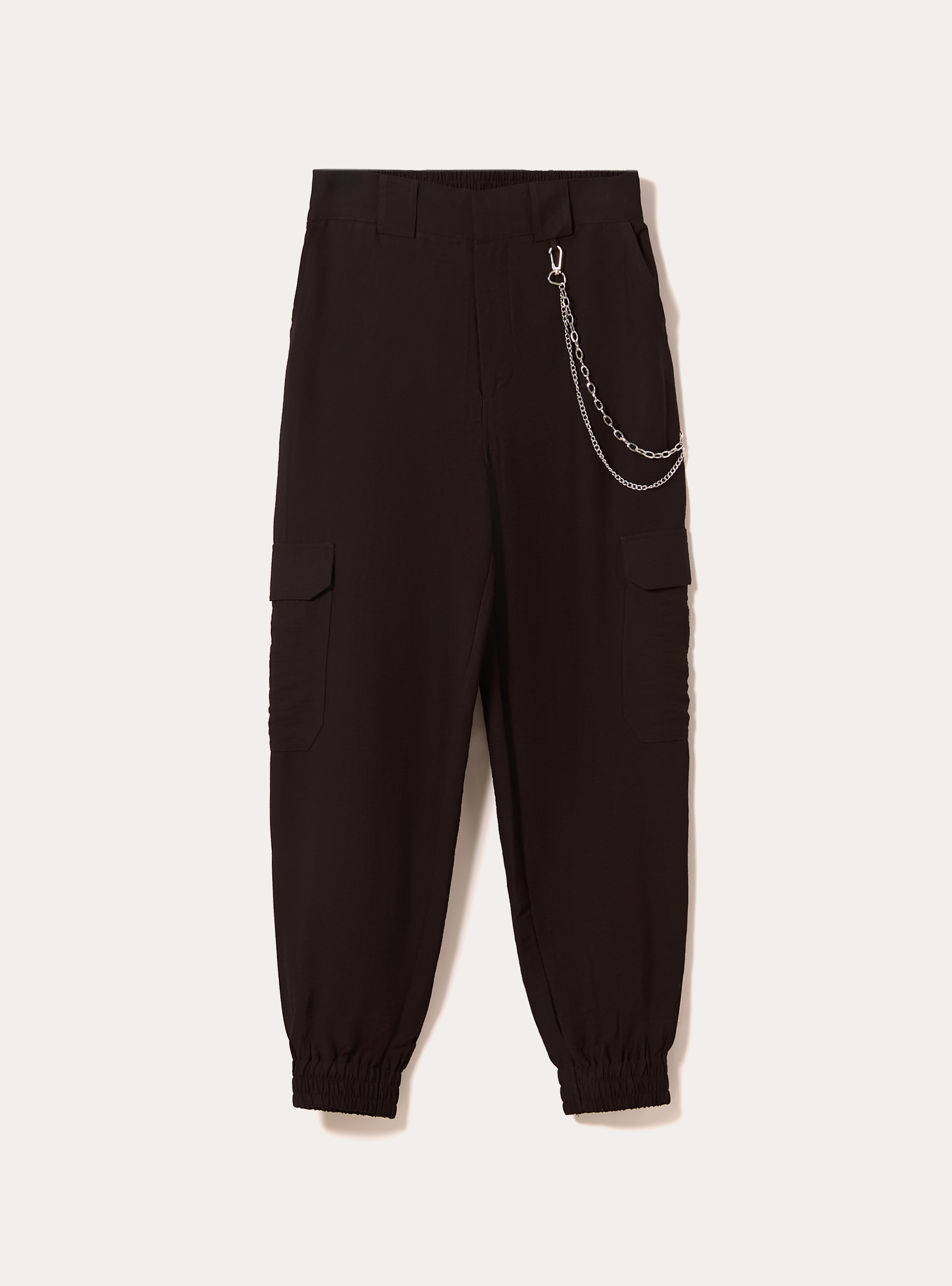 Pantaloni jogger con catena, NERO