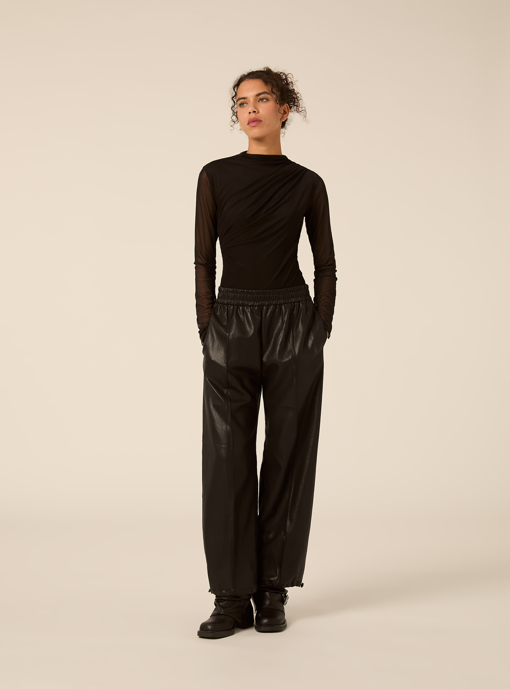 Body in tulle con arriccio, BK1 BLACK