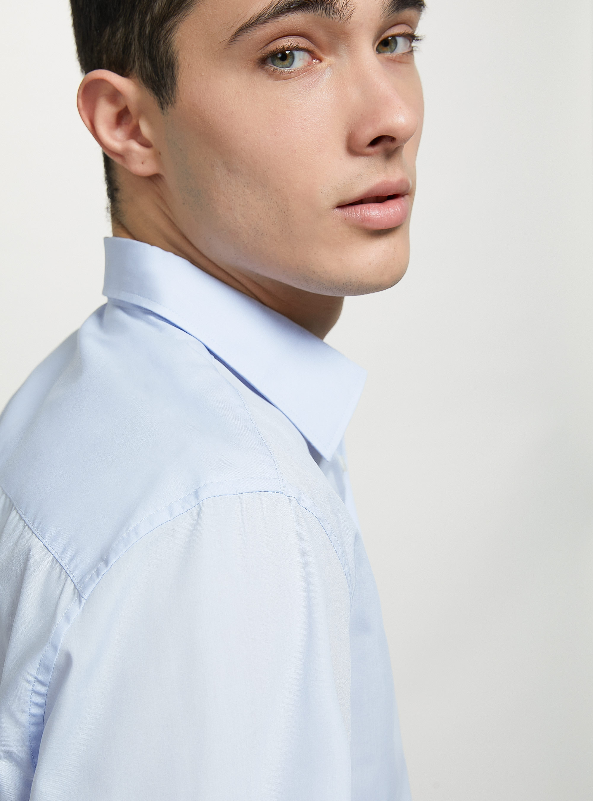 Plain-coloured long-sleeved shirt, AZ1 AZURE DARK