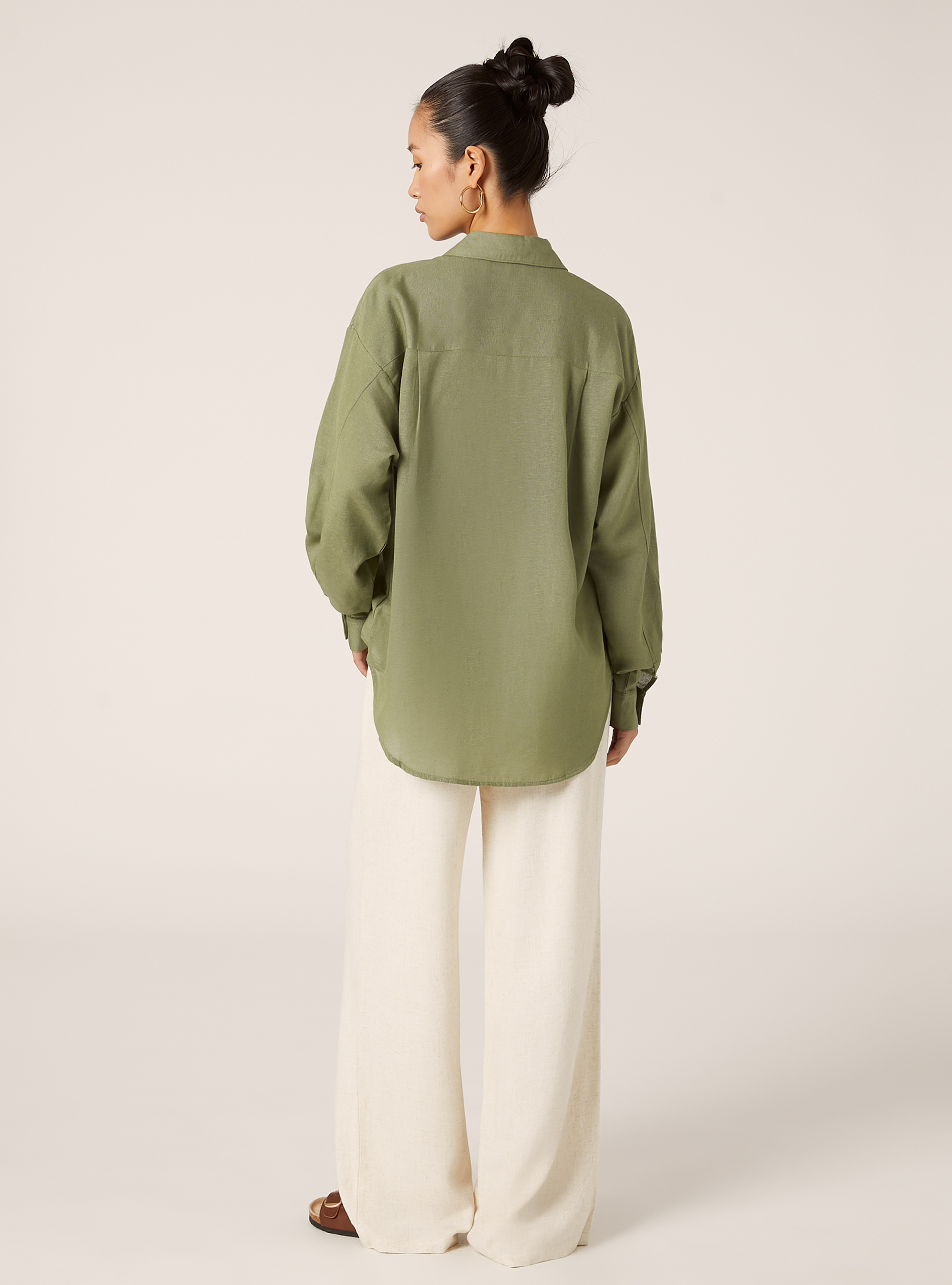 Camicia in lino comfort fit, KY2 KAKY MEDIUM